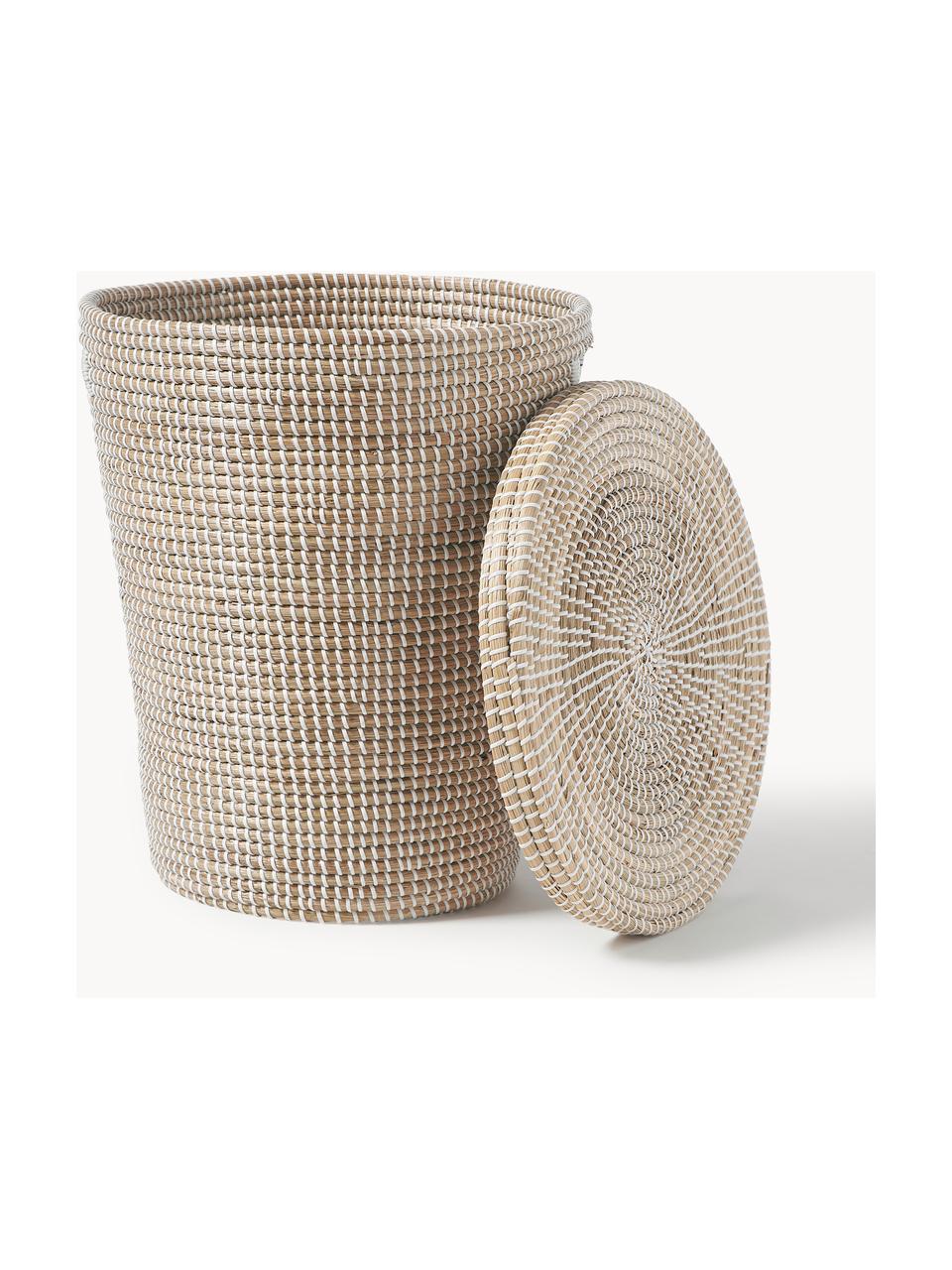 Cesto portaoggetti in fibra naturale con coperchio Aleya, Alghe, plastica, Beige, Ø 40 x Alt. 53 cm