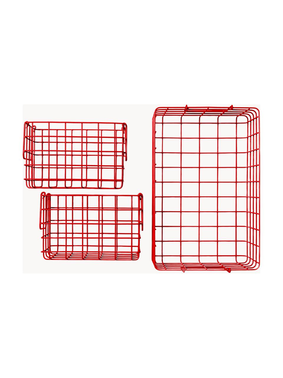 Metall-Aufbewahrungskörbe The Baskets, 3er-Set, Stahl, pulverbeschichtet, Rot, Set mit verschiedenen Größen