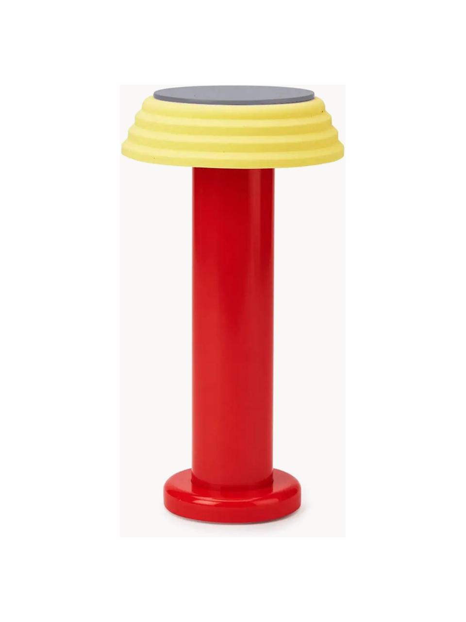 Kleine mobile LED-Tischlampe PL1, dimmbar, Lampenschirm: Silikon, Hellgelb, Rot, Ø 13 x H 24 cm