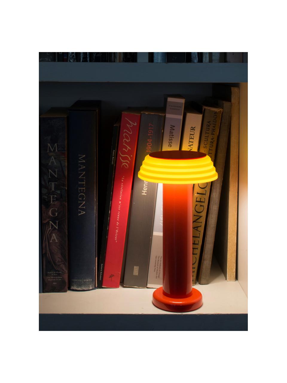 Kleine mobile LED-Tischlampe PL1, dimmbar, Lampenschirm: Silikon, Hellgelb, Rot, Ø 13 x H 24 cm