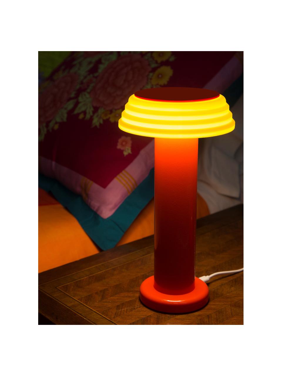 Kleine mobile LED-Tischlampe PL1, dimmbar, Lampenschirm: Silikon, Hellgelb, Rot, Ø 13 x H 24 cm