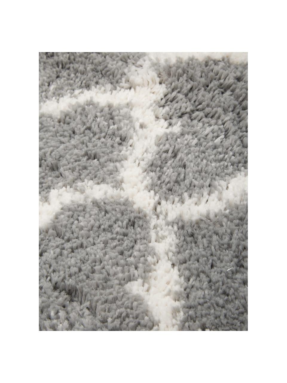 Tapis rond moelleux à poils longs Mona, Gris, blanc crème, Ø 150 cm (taille M)