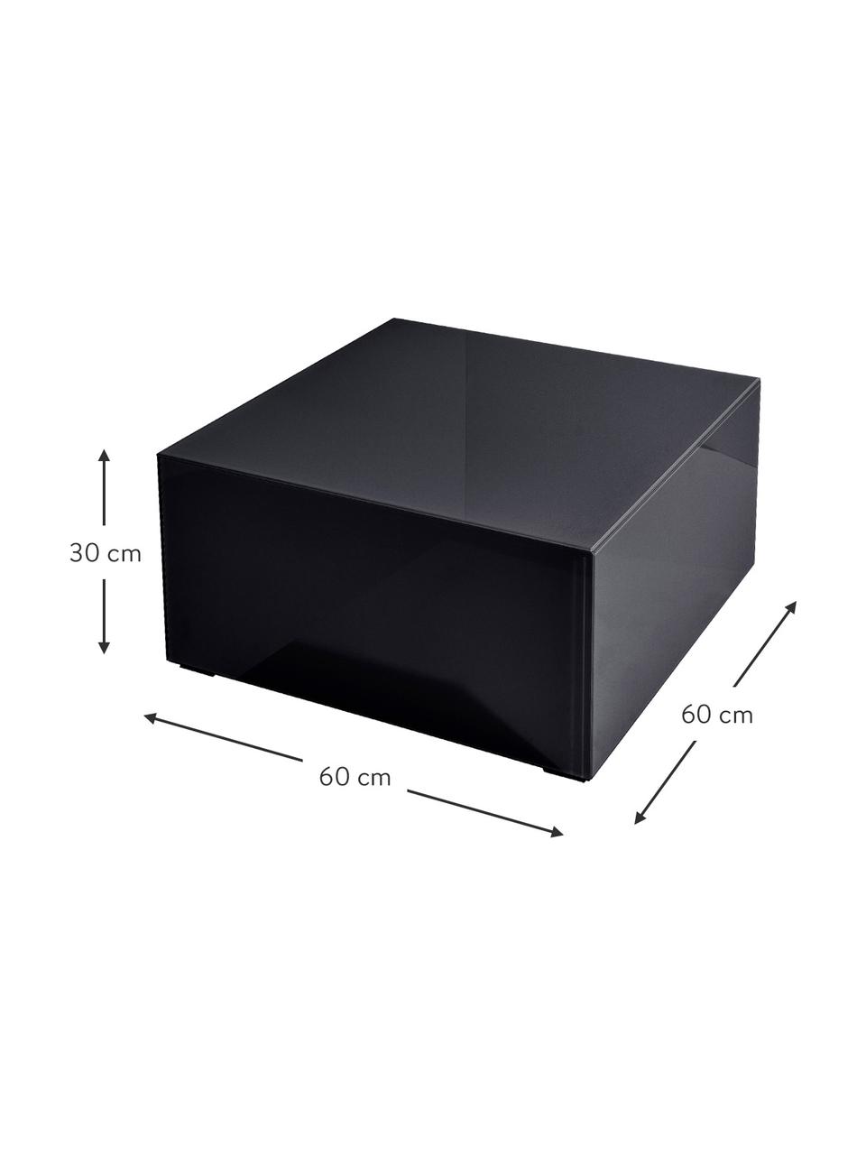Konferenční stolek se zrcadlovým efektem Pop, MDF deska (dřevovláknitá deska střední hustoty), certifikace FSC, barevné sklo, Černá, Š 60 cm, V 30 cm