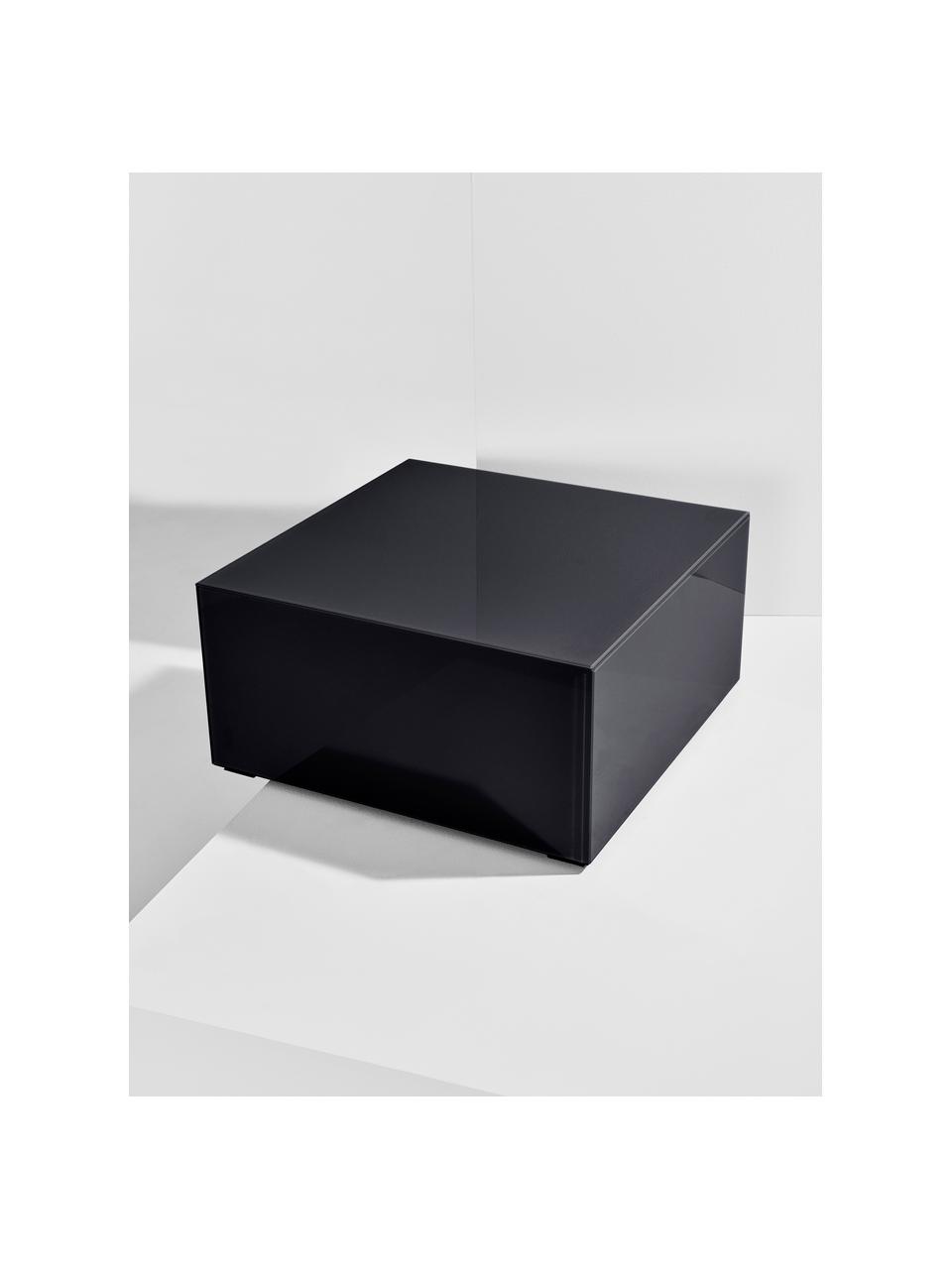 Mesa de centro efecto espejo Pop, Tablero de fibras de densidad media (MDF) con certificado FSC, vidrio tintado, Negro, An 60 x Al 30 cm