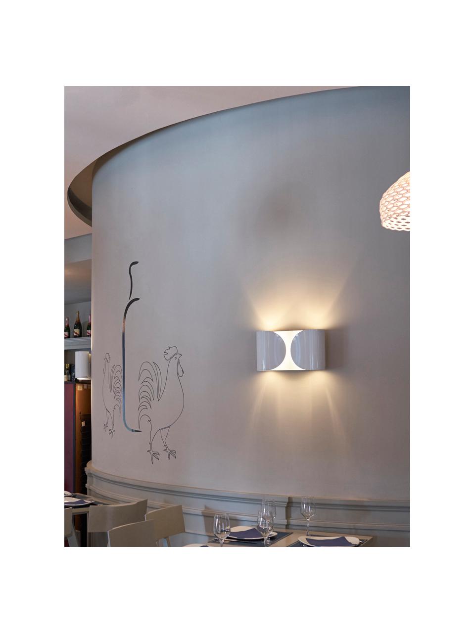 Design wandlamp Foglio, Gecoat staal, Wit, B 38 x D 21 cm
