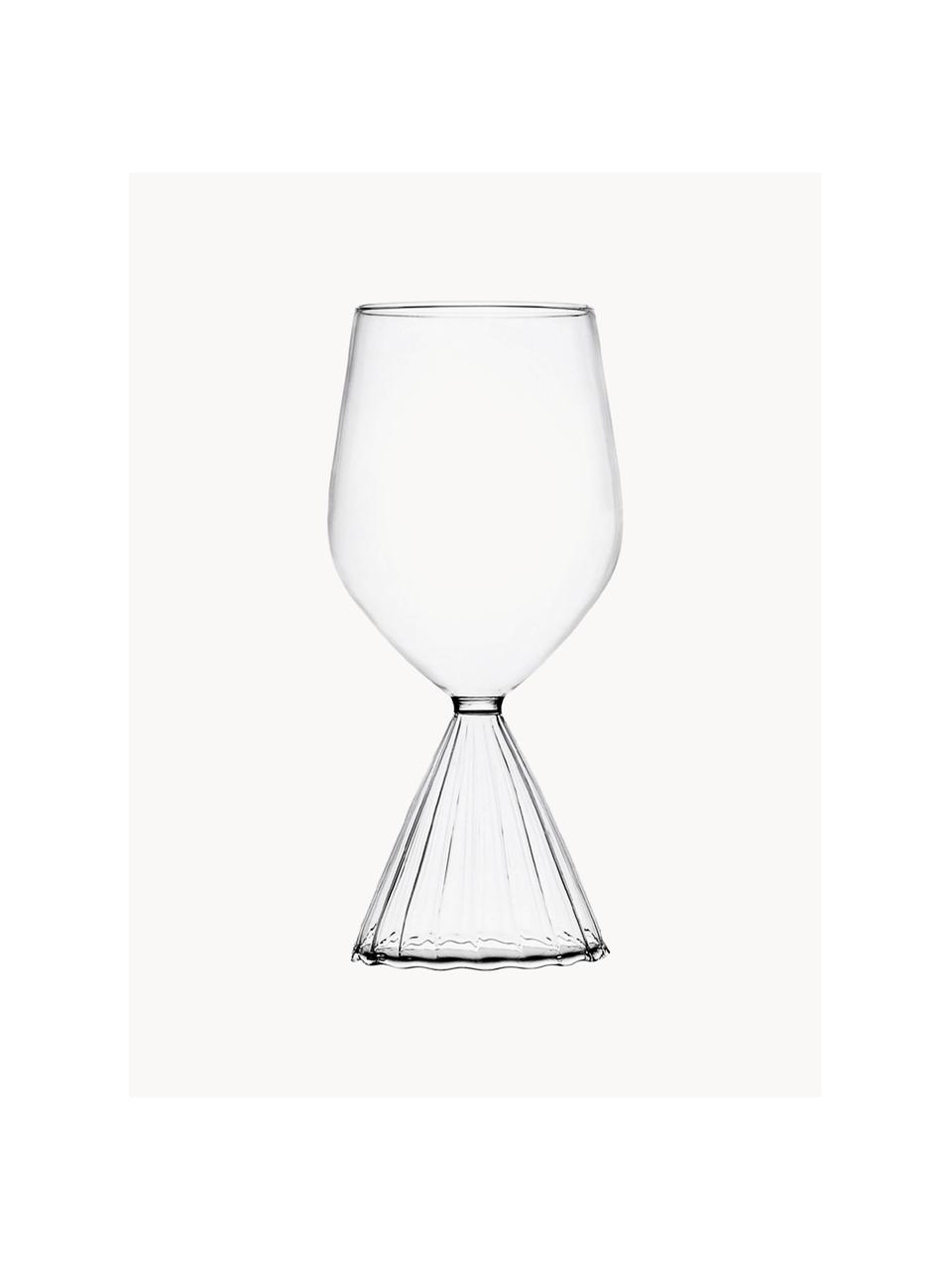 Copas de vino blanco artesanales Tutu, 2 uds., Vidrio de borosilicato, Transparente, Ø 10 x Al 17 cm, 550 ml