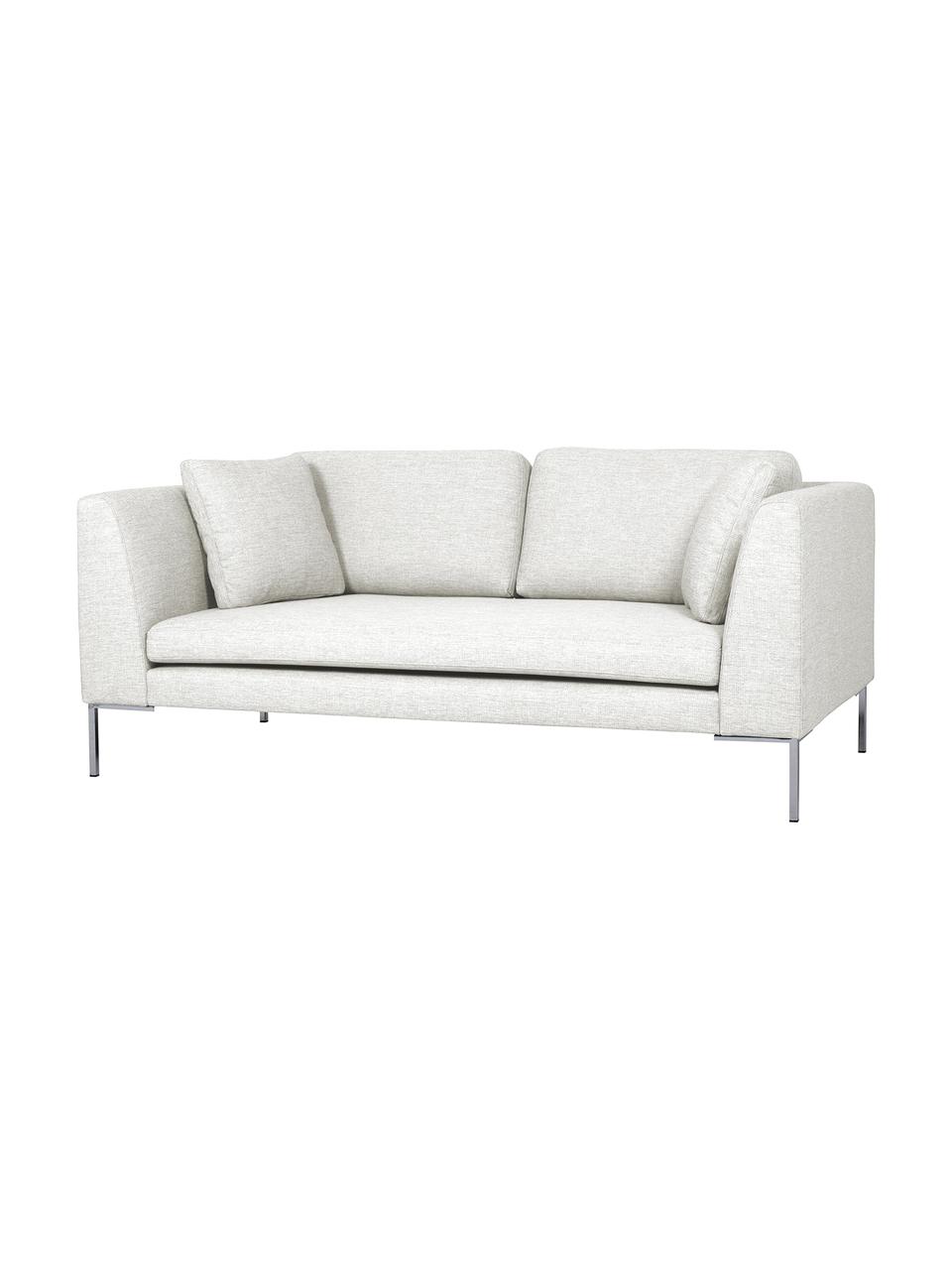 Sofa Emma (2-Sitzer), Bezug: Polyester 100.000 Scheuer, Gestell: Massives Kiefernholz, Webstoff Cremeweiss, Füsse Silber, B 194 x T 100 cm