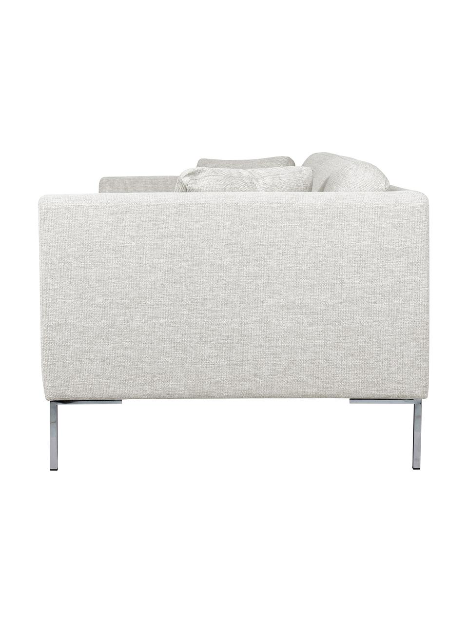 Sofa Emma (2-Sitzer), Bezug: Polyester 100.000 Scheuer, Gestell: Massives Kiefernholz, Füße: Metall, galvanisiert, Webstoff Cremeweiß, Füße Silber, B 194 x T 100 cm