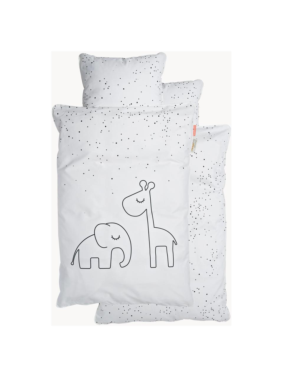 Linge de lit Dreamy Dots, 100% coton, certifié Oeko-Tex, Blanc, 100 x 140 cm + 1 taie d'oreiller 40 x 60 cm