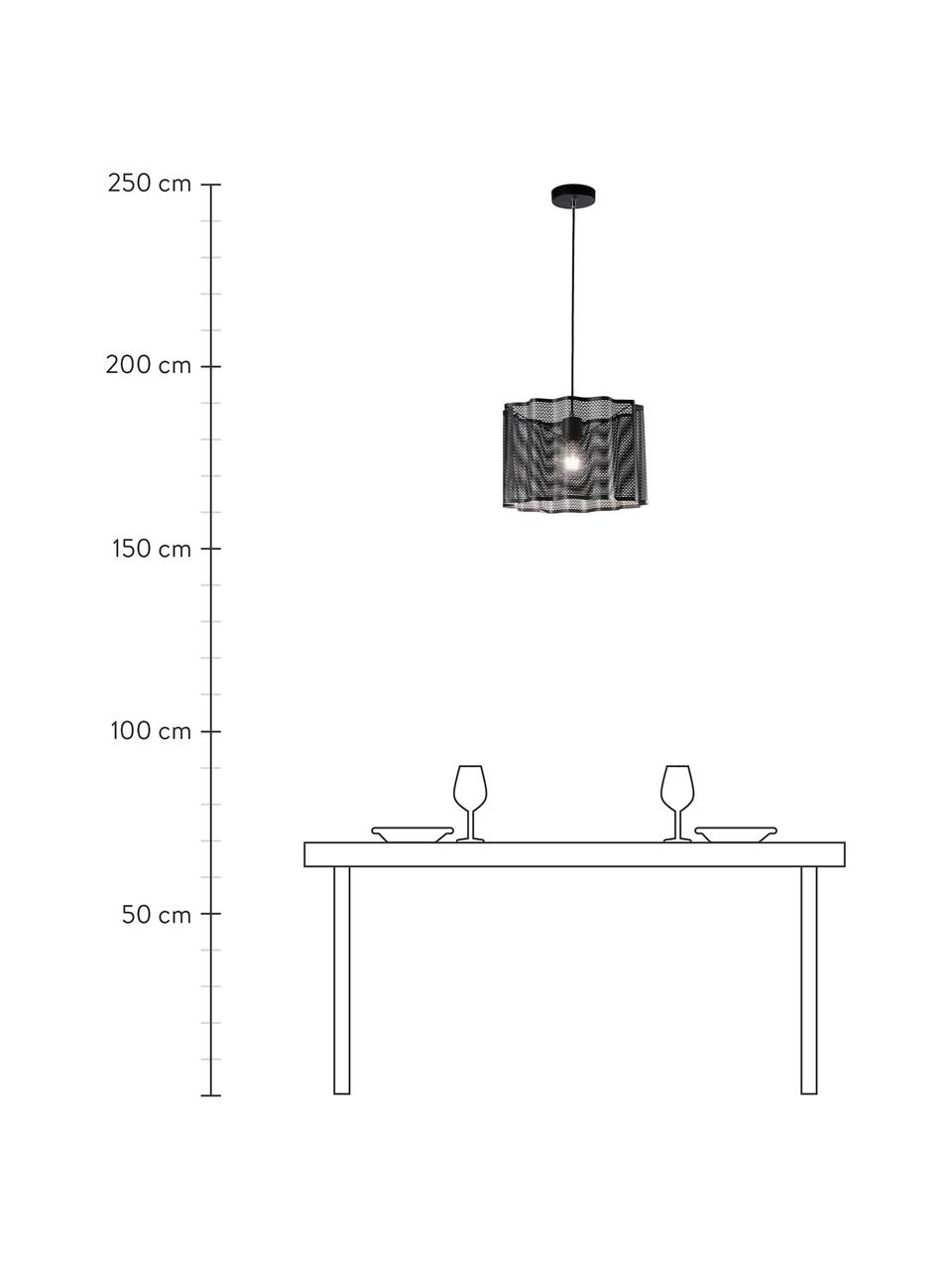 Lampada a sospensione nera Glicine, Paralume: metallo rivestito, Baldacchino: metallo rivestito, Nero, Ø 40 x Alt. 28 cm