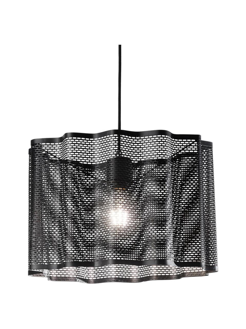 Hanglamp Glicine in zwart, Lampenkap: gecoat metaal, Baldakijn: gecoat metaal, Zwart, Ø 40 x H 28 cm