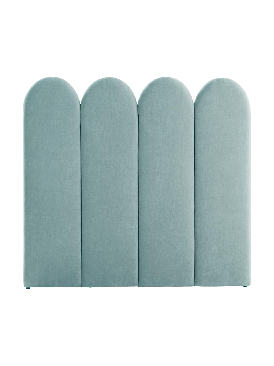 Tête de lit rembourrée tissu chenille Miami, Tissu turquoise, larg. 185 x haut. 124 cm