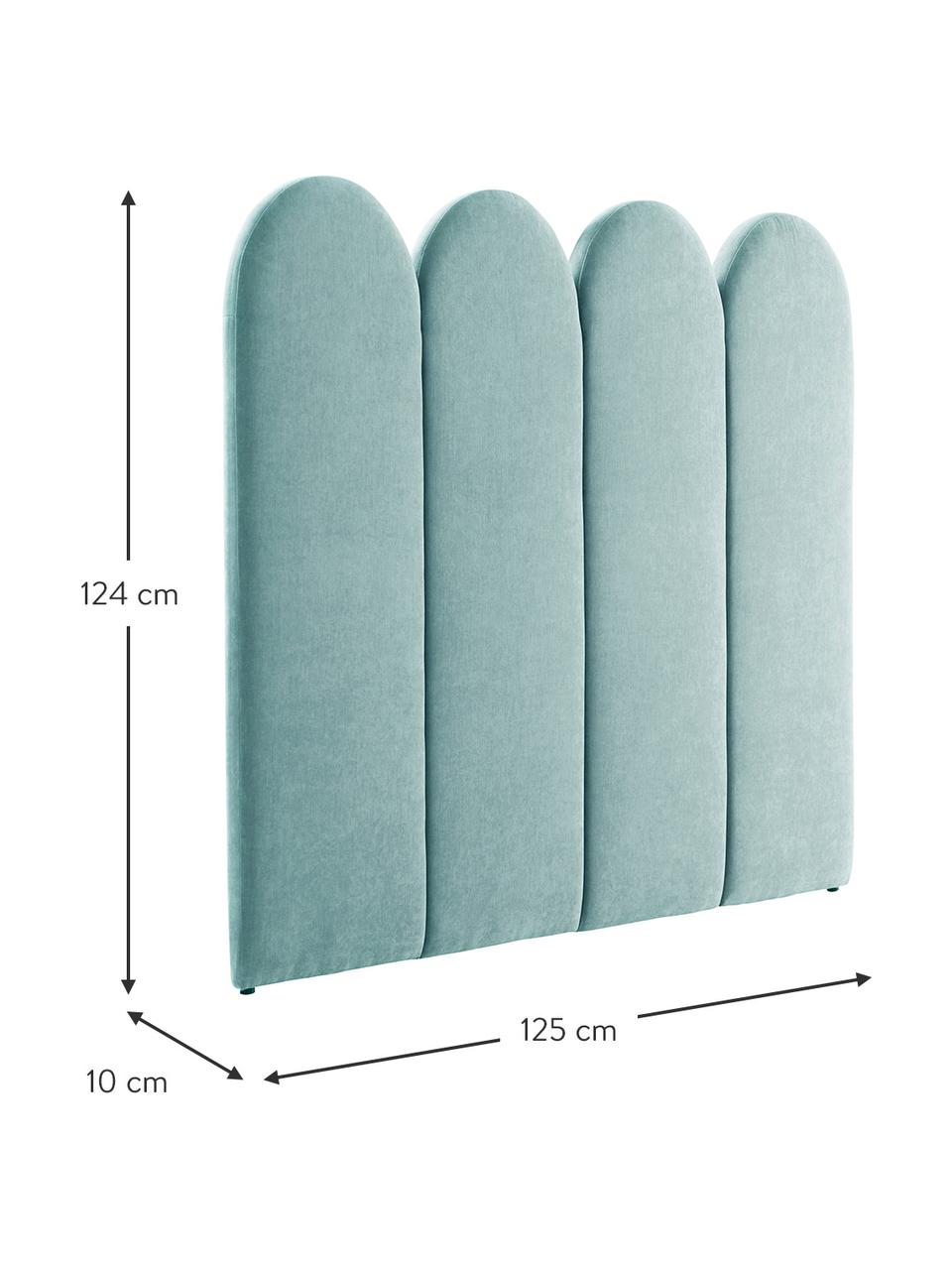 Gepolstertes Chenille-Kopfteil Miami, Bezug: 100 % Polyester Der hochw, Gestell: Kiefernholz, FSC-zertifiz, Webstoff Türkis, B 125 x H 124 cm