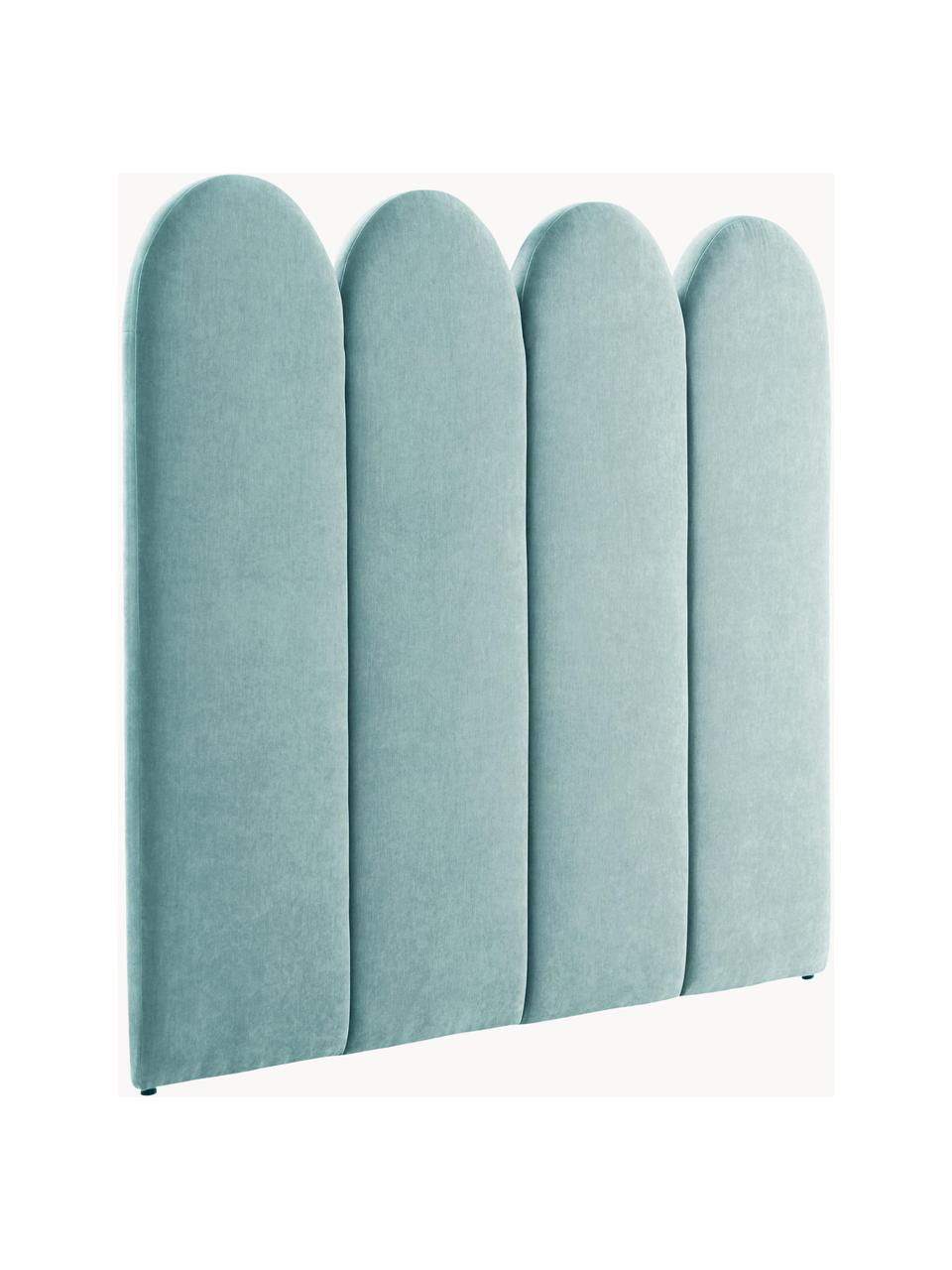 Tête de lit en chenille matelassé Miami, Tissu turquoise, larg. 125 x haut. 124 cm