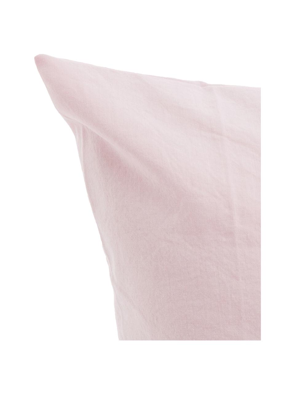 Parure copripiumino in cotone effetto stone washed Velle, Tessuto: cotone ranforce, Fronte e retro: rosa chiaro, 155 x 200 cm + 1 federa 50 x 80 cm
