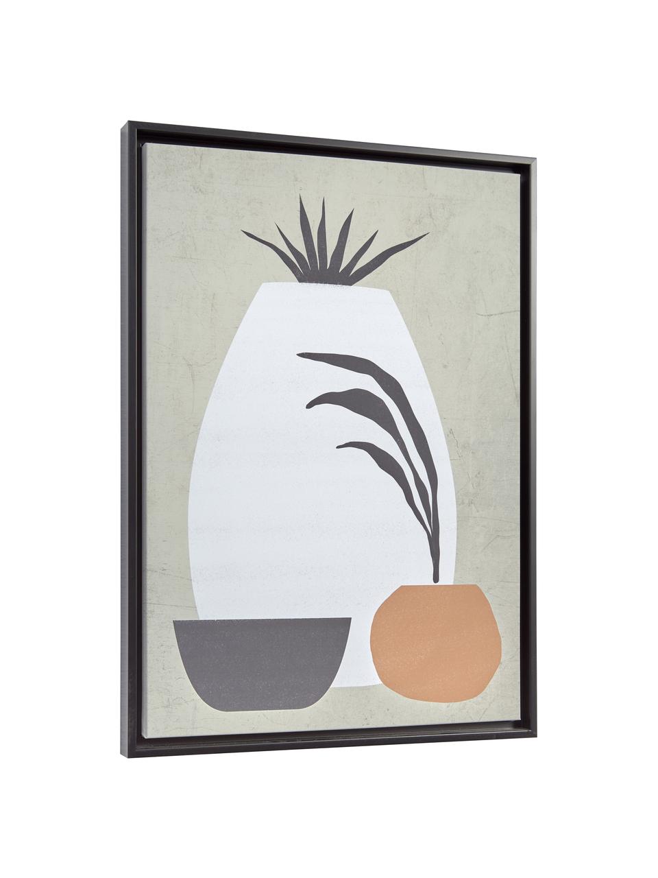 Gerahmter Digitaldruck Bianey, Rahmen: Mitteldichte Holzfaserpla, Bild: Leinwand, Grau, Weiss, Orange, Beige, B 50 x H 70 cm