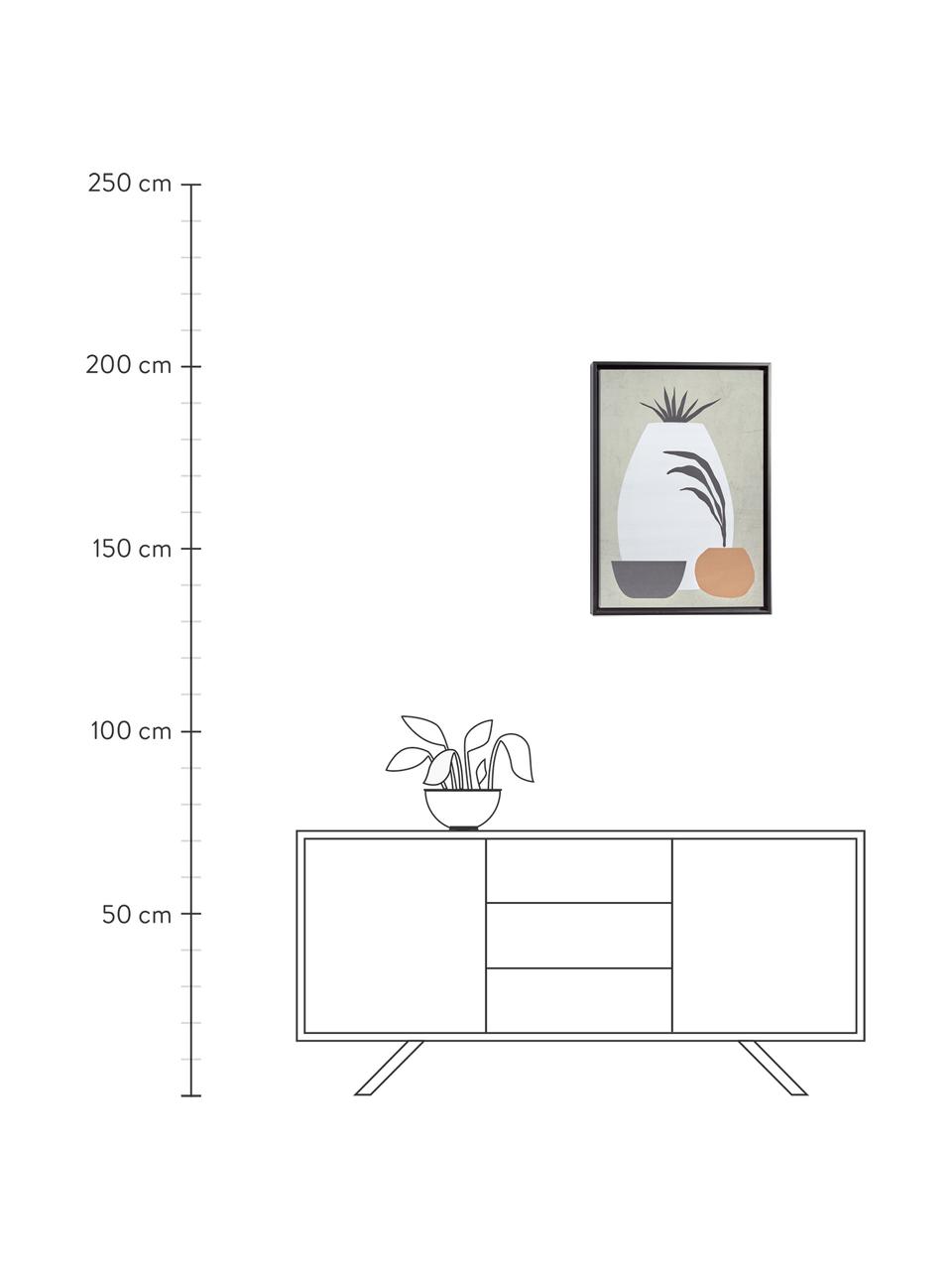 Impression numérique encadrée Bianey, Gris, blanc, orange, beige, larg. 50 x haut. 70 cm