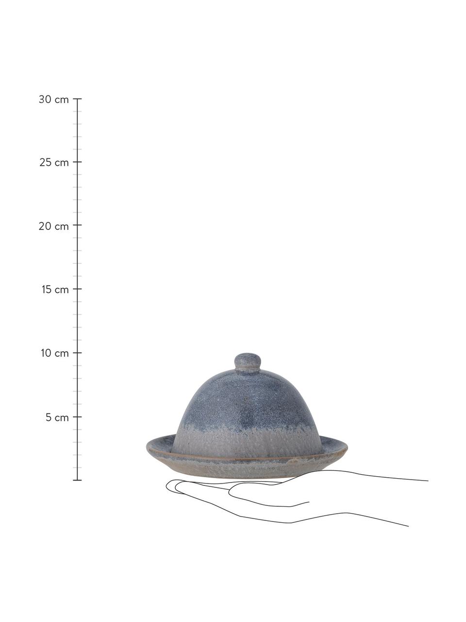Beurrier rustique avec émail réactif fait main Hariet, Grès cérame, Tons bleus, Ø 16 x haut. 9 cm