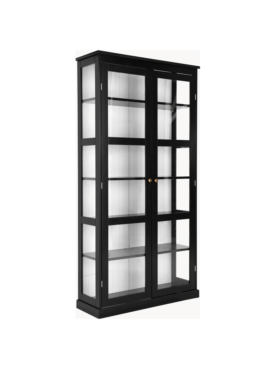 Vitrine Wilma, Korpus: Mitteldichte Holzfaserpla, Griffe: Metall, beschichtet, Schwarz, B 98 x H 193 cm