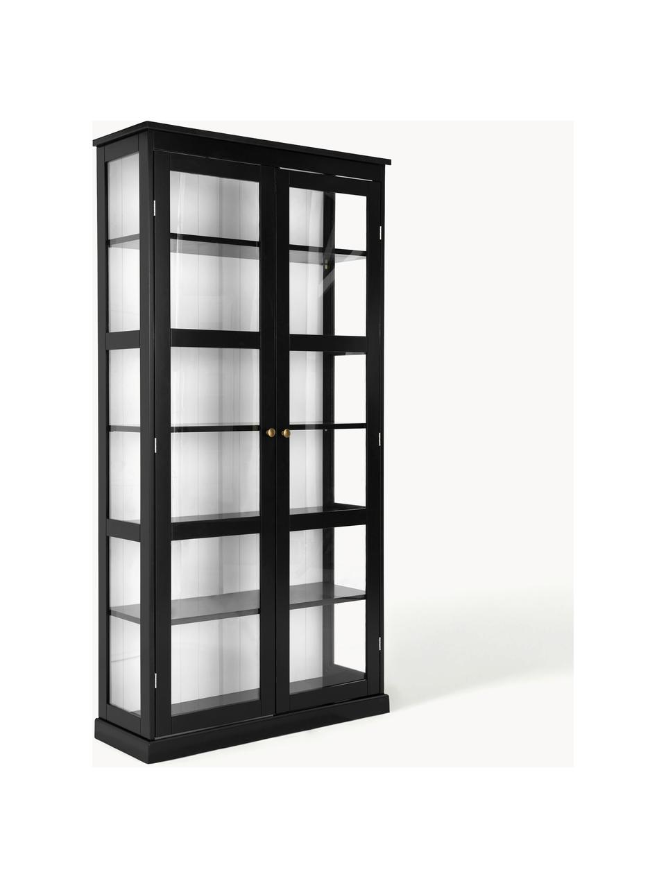 Vitrine Wilma, Korpus: Mitteldichte Holzfaserpla, Griffe: Metall, beschichtet, Schwarz, B 98 x H 193 cm