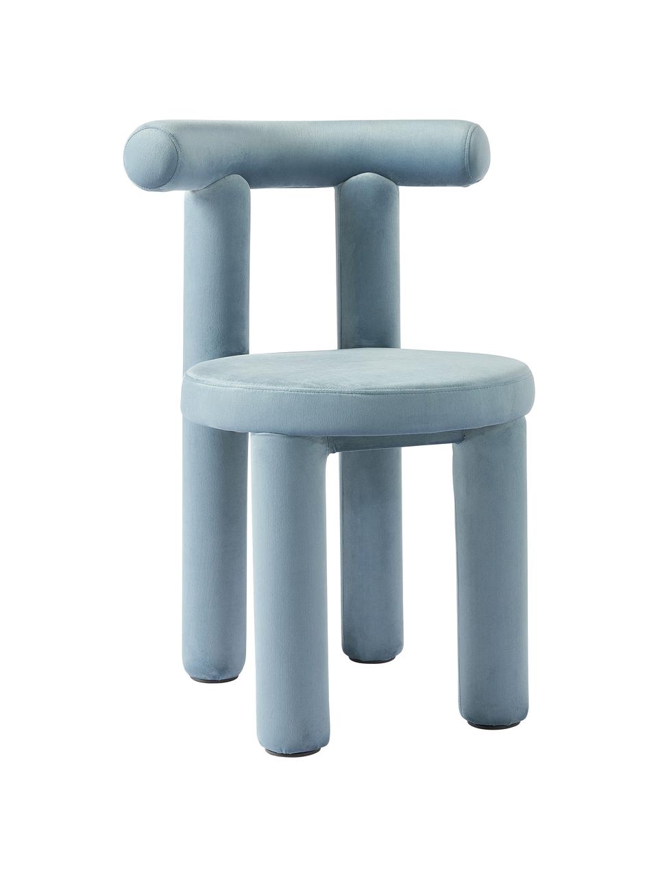 Chaise rembourrée en velours Calan, Velours bleu ciel, larg. 55 x prof. 52 cm