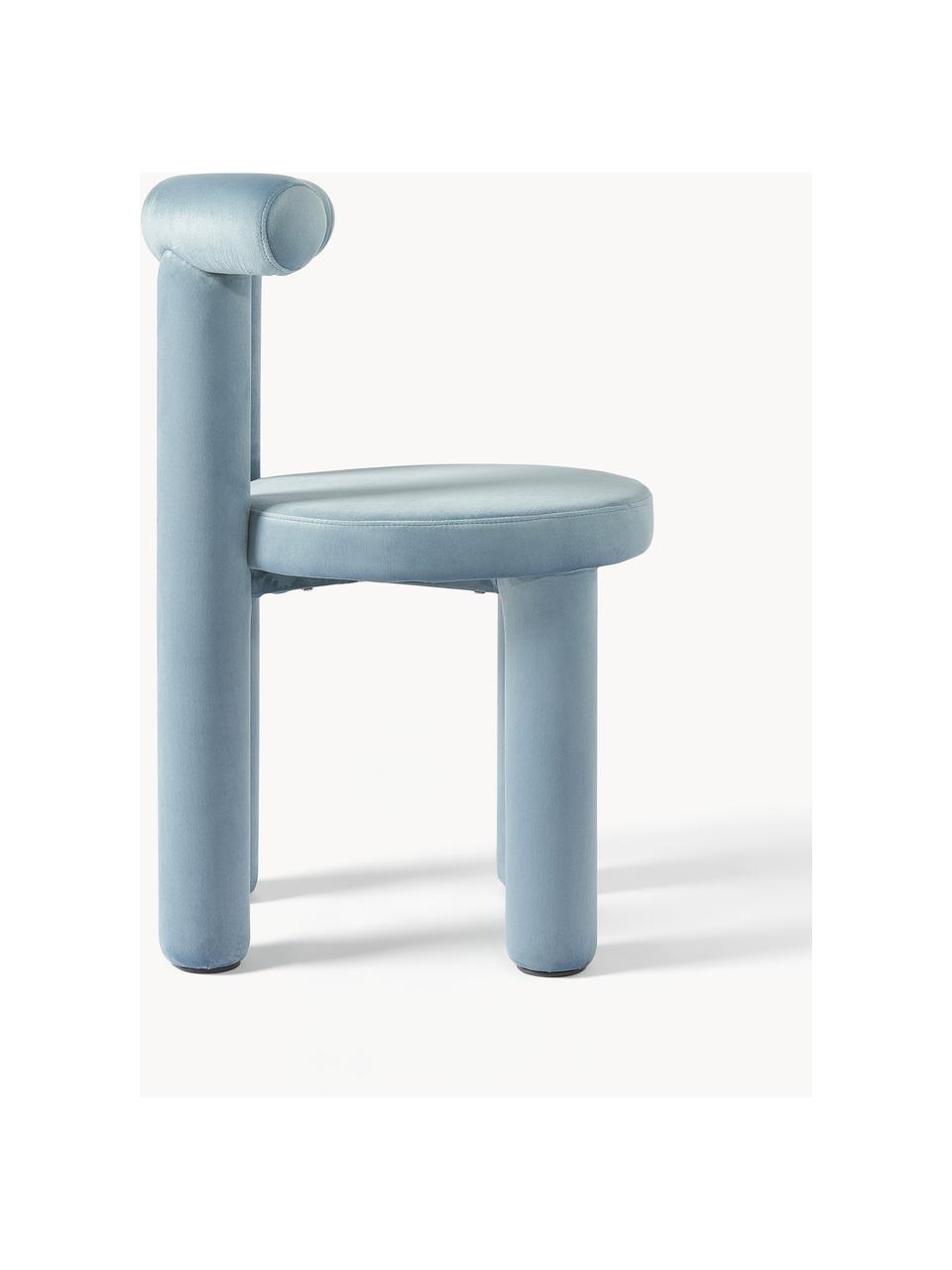 Chaise rembourrée en velours Calan, Velours bleu ciel, larg. 55 x prof. 52 cm