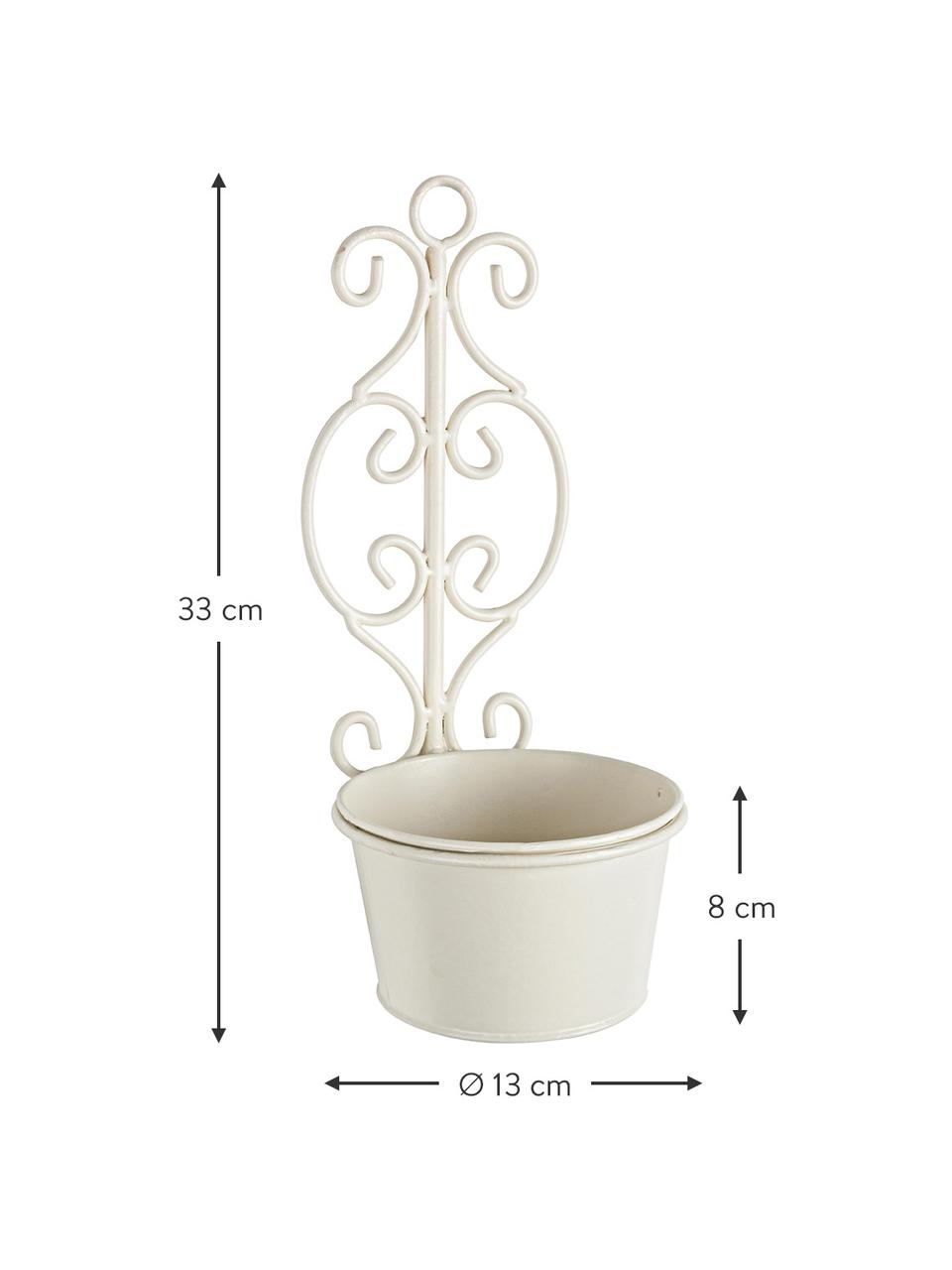 Malý nástěnný obal na květináč Giselle, Potažená nerezová ocel, Krémově bílá, Š 14 cm, V 33 cm