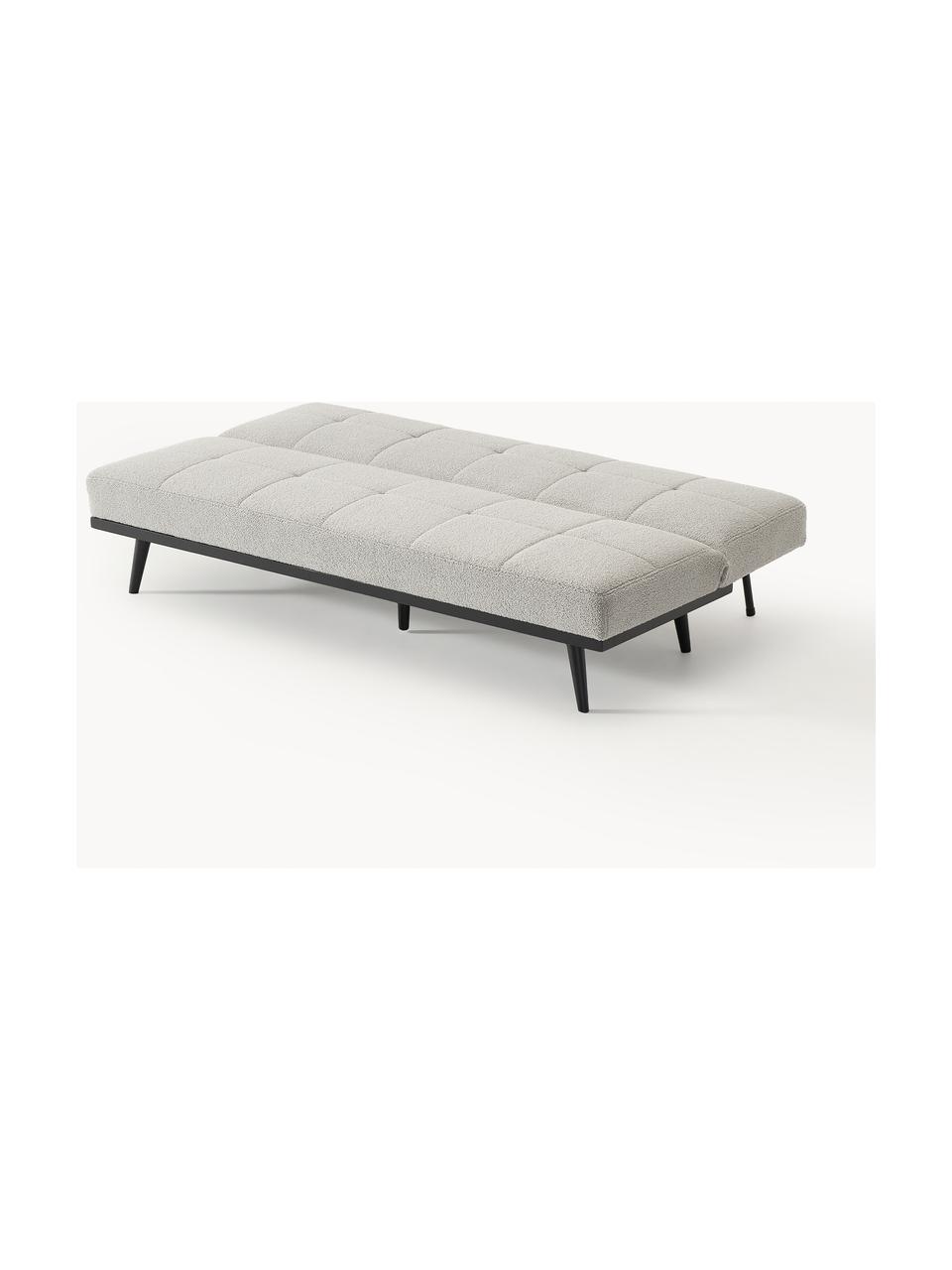 Sofá cama de borreguillo Evy (3 plazas), Funda: borreguillo (100% poliést, Estructura: madera maciza de pino, ta, Patas: madera de haya maciza. Es, Borreguillo gris claro, negro, An 200 x F 86 cm