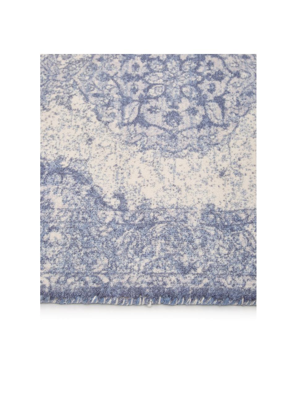 Vloerkleed Elegant in vintage stijl, Bovenzijde: 100% nylon, Onderzijde: 100% katoen, Blauw, B 160 x L 230 cm (maat M)