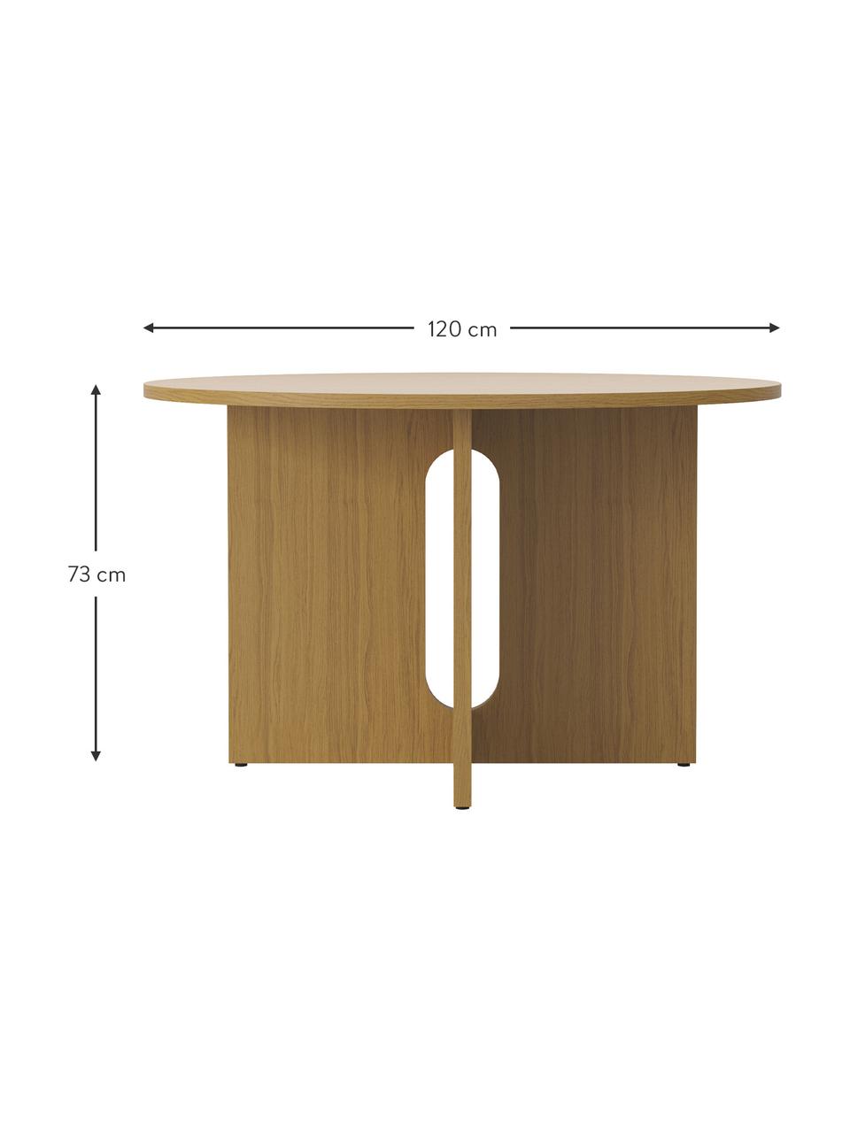 Kulatý jídelní stůl s dubovou dýhou Androgyne, různé velikosti, MDF deska (dřevovláknitá deska střední hustoty) s dubovou dýhou, Světle hnědá, Ø 120 cm, V 73 cm