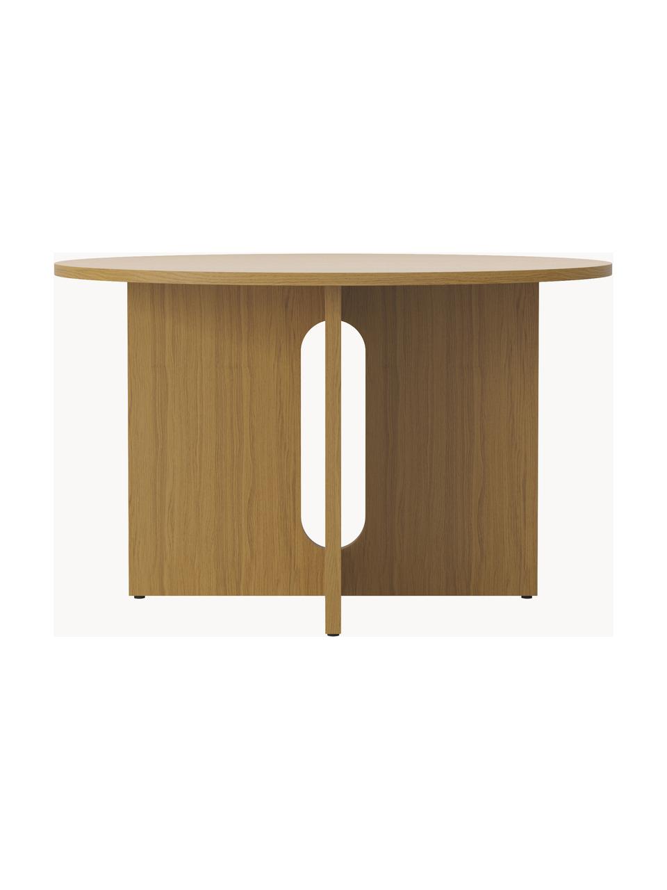 Mesa de comedor redonda en roble Androgyne, tamaños diferentes, Tablero de fibras de densidad media (MDF) con chapado de roble, Madera clara, Ø 120 cm