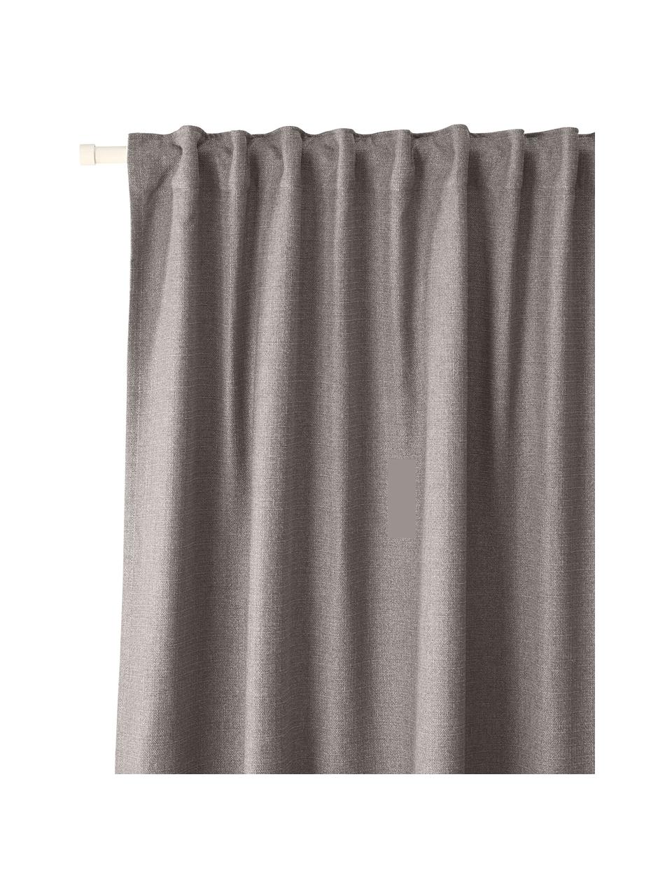 Ondoorzichtige gordijn Jensen in grijs met multiband, 2 stuks, 95% polyester, 5% nylon, Grijs, B 130 x L 260 cm