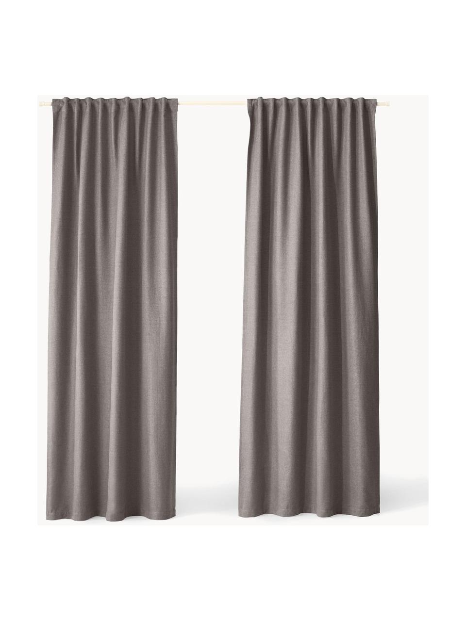 Ondoorzichtig gordijn Jensen met multiband, 2 stuks, 95% polyester, 5% nylon, Greige, B 130 x L 260 cm