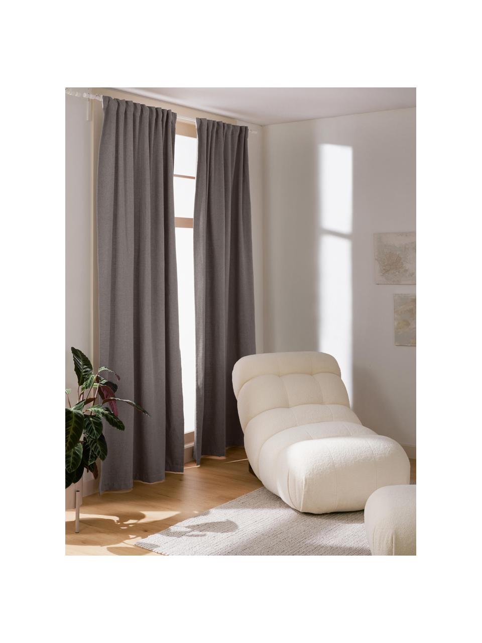 Blickdichter Vorhang Jensen mit Multiband, 2 Stück, 95 % Polyester, 5 % Nylon, Greige, B 130 x L 260 cm