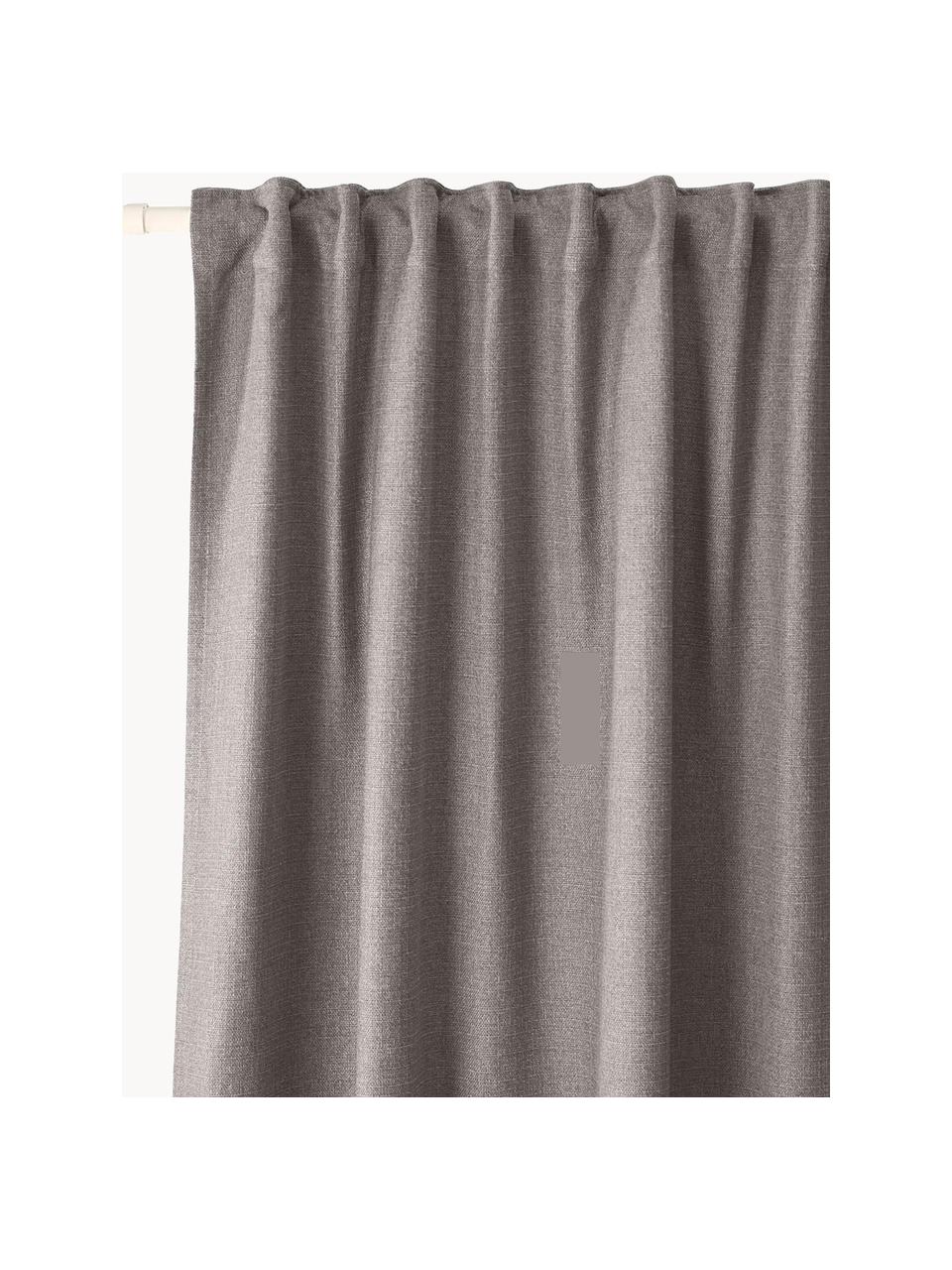 Ondoorzichtig gordijn Jensen met multiband, 2 stuks, 95% polyester, 5% nylon, Greige, B 130 x L 260 cm