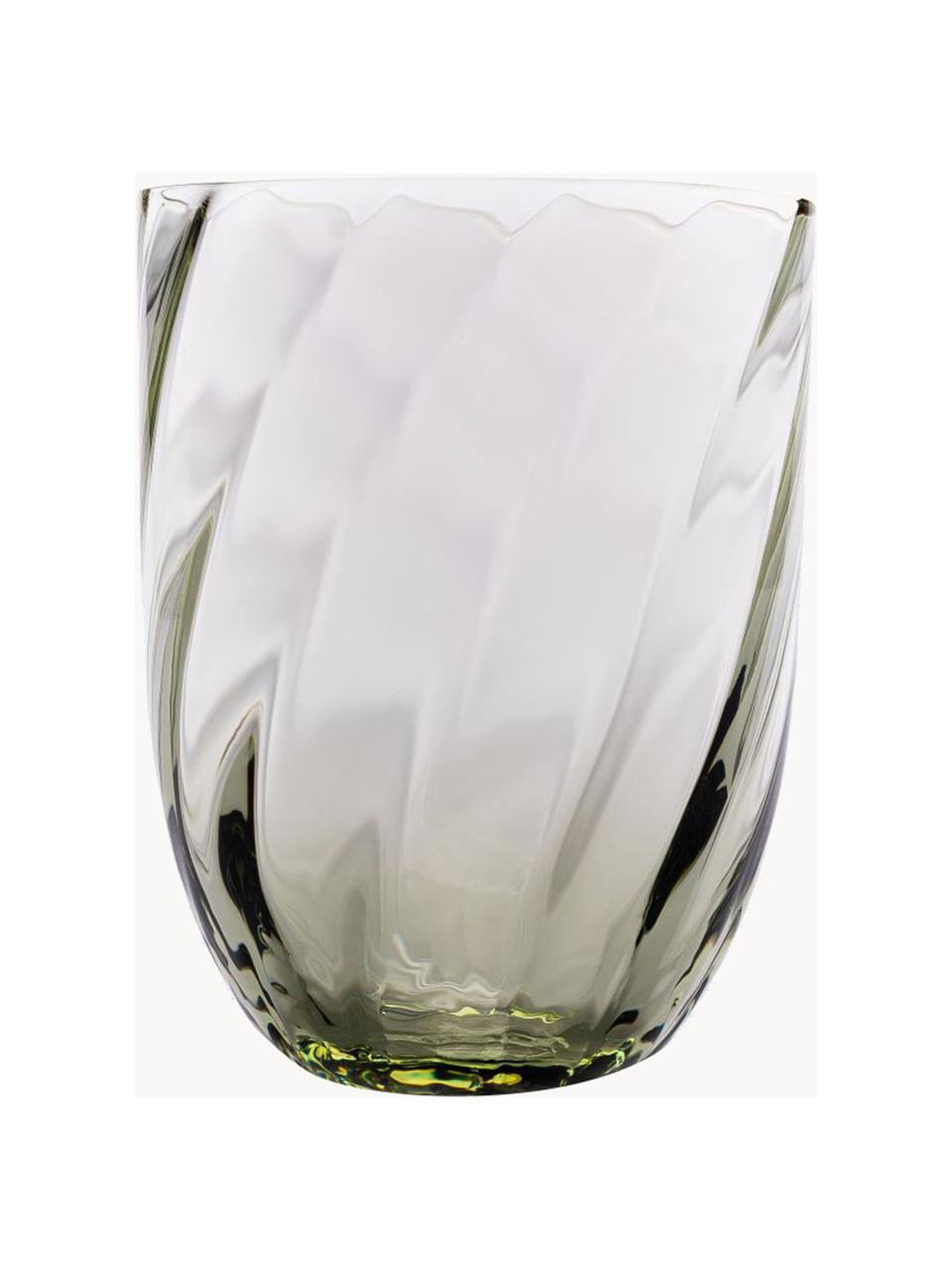 Szklanka ze szkła dmuchanego Swirl, 6 szt., Szkło, Oliwkowy zielony, Ø 7 x W 10 cm, 250 ml