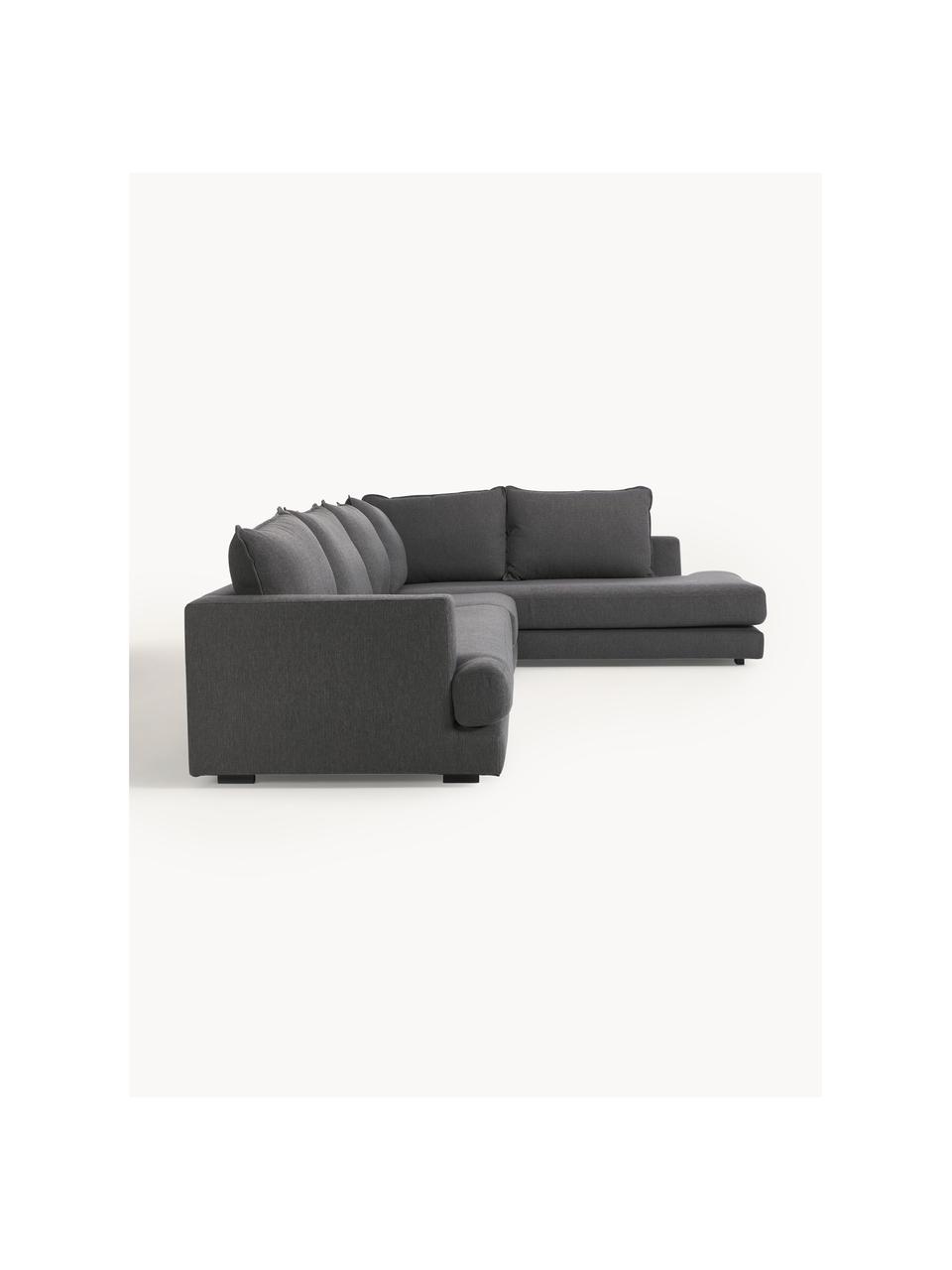 Sofa narożna XL Tribeca, Tapicerka: 100% poliester Dzięki tka, Stelaż: lite drewno sosnowe z cer, Nogi: lite drewno sosnowe z cer, Antracytowa tkanina, S 405 x G 228 cm, lewostronna