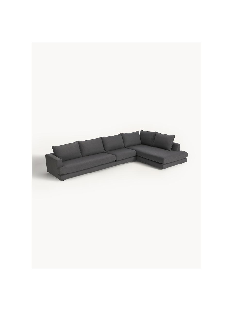 Sofa narożna XL Tribeca, Tapicerka: 100% poliester Dzięki tka, Stelaż: lite drewno sosnowe z cer, Nogi: lite drewno sosnowe z cer, Antracytowa tkanina, S 405 x G 228 cm, lewostronna