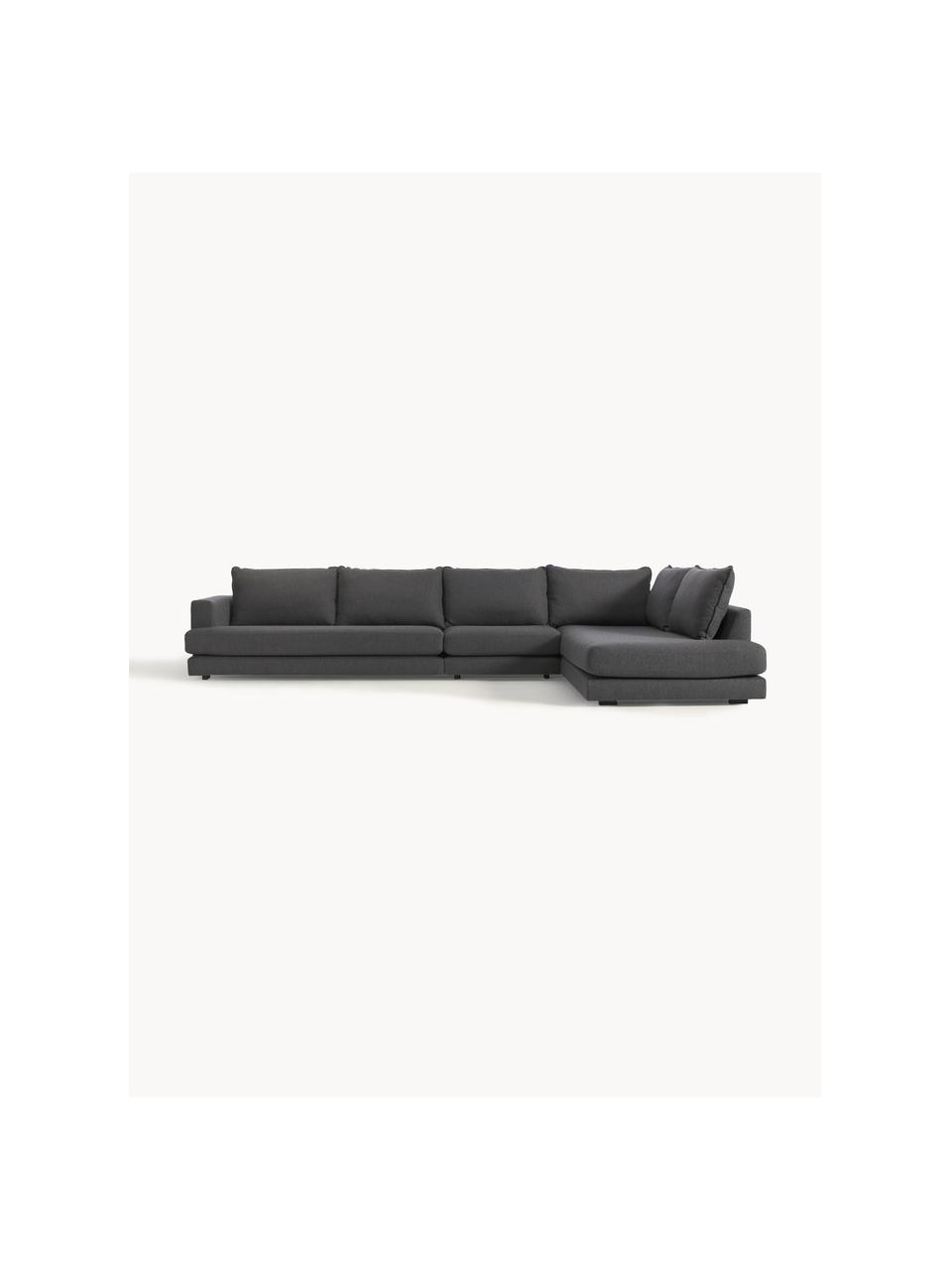 Sofa narożna XL Tribeca, Tapicerka: 100% poliester Dzięki tka, Stelaż: lite drewno sosnowe z cer, Nogi: lite drewno sosnowe z cer, Antracytowa tkanina, S 405 x G 228 cm, lewostronna