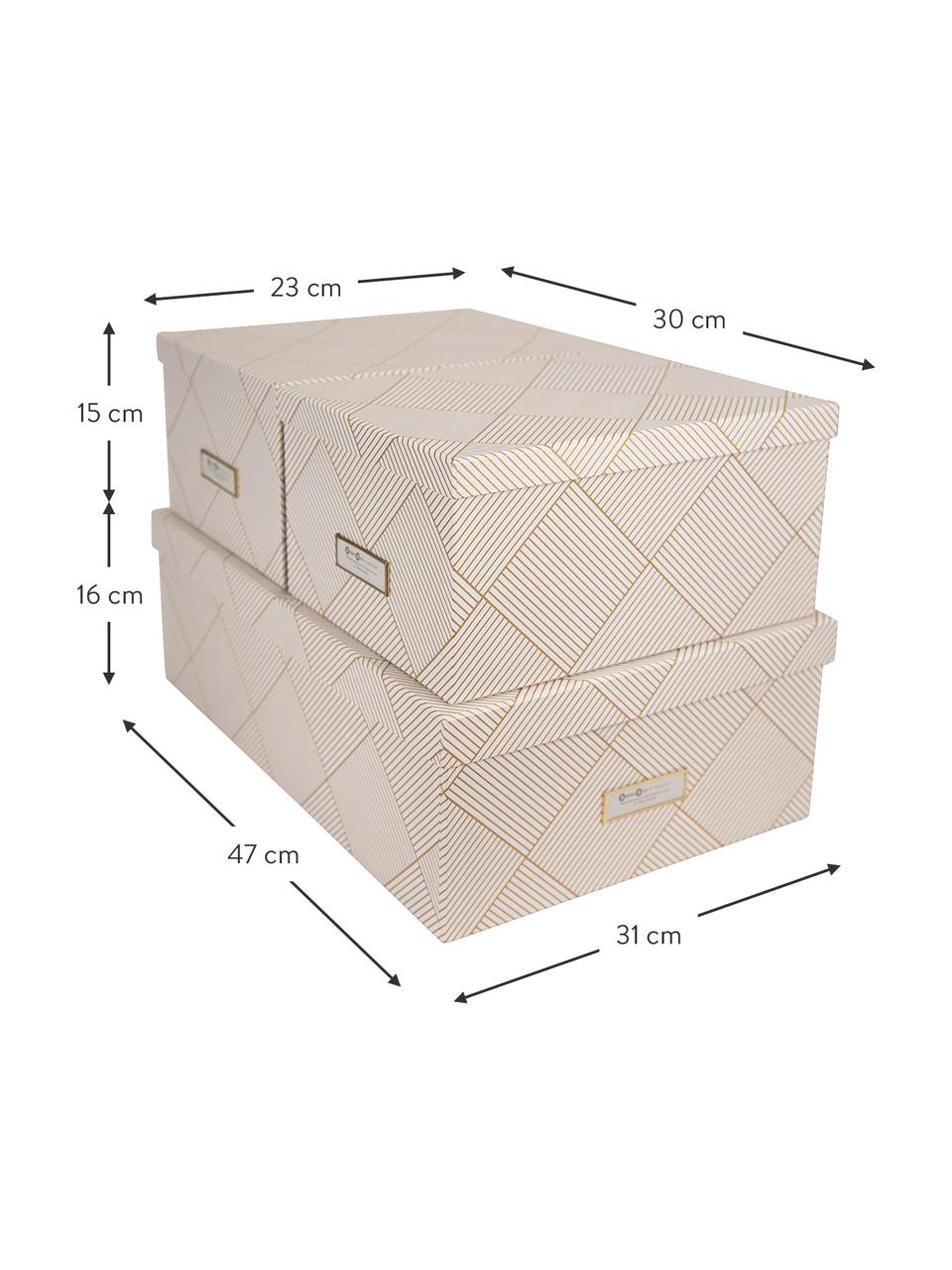 Set de cajas Inge, 3 pzas., Caja: cartón laminado, Dorado, blanco, Set de diferentes tamaños