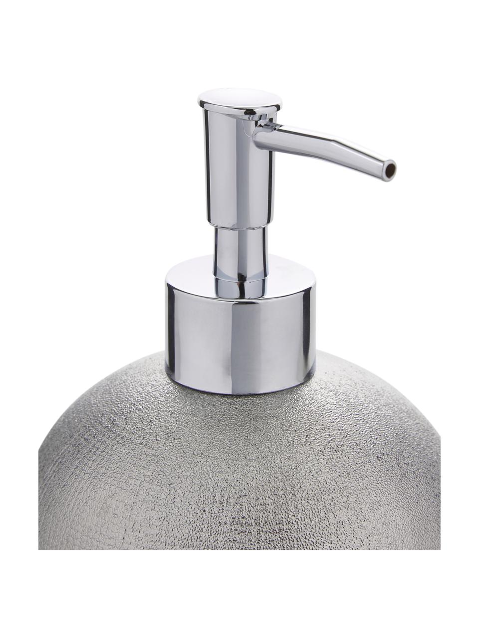 Dispenser sapone in gres Glitter, Grigio argento, Ø 10 x Alt. 15 cm