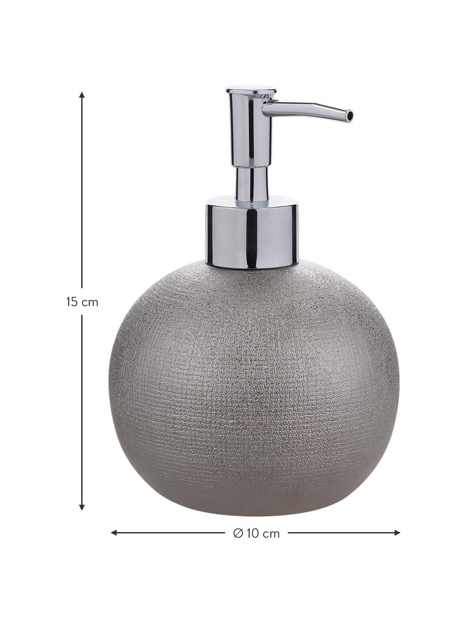 Distributeur de savon en grès cérame Glitter, Gris argenté, Ø 10 x haut. 15 cm