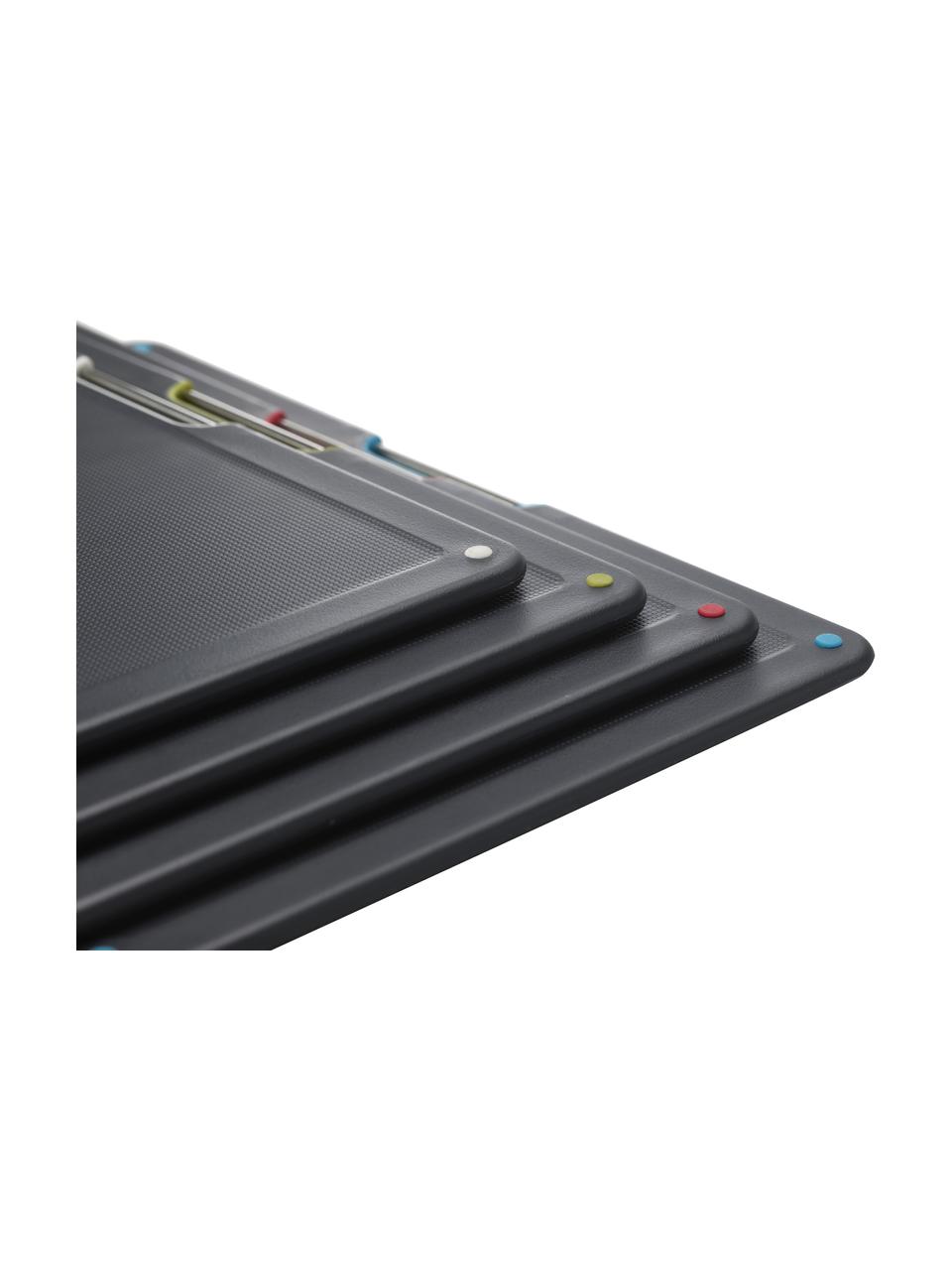Set de tablas de cortar con soporte Folio, 5 pzas., Plateado, negro, An 36 x Al 27 cm