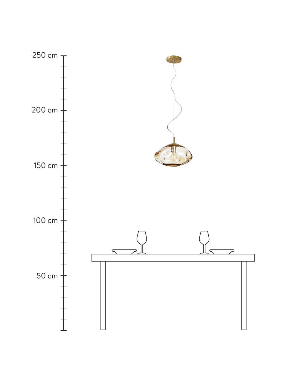 Lampada a sospensione in vetro Amora, Paralume: vetro, Baldacchino: metallo spazzolato, Champagne, ottonato, Ø 35 x Alt. 20 cm