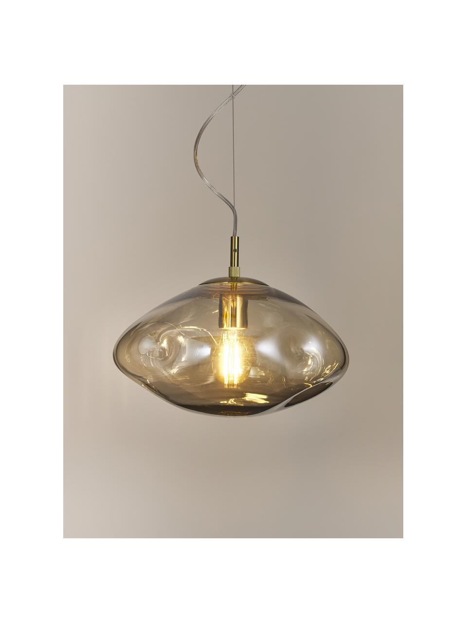 Lampa wisząca ze szkła Amora, Odcienie złotego, odcienie mosiądzu, Ø 35 x W 20 cm