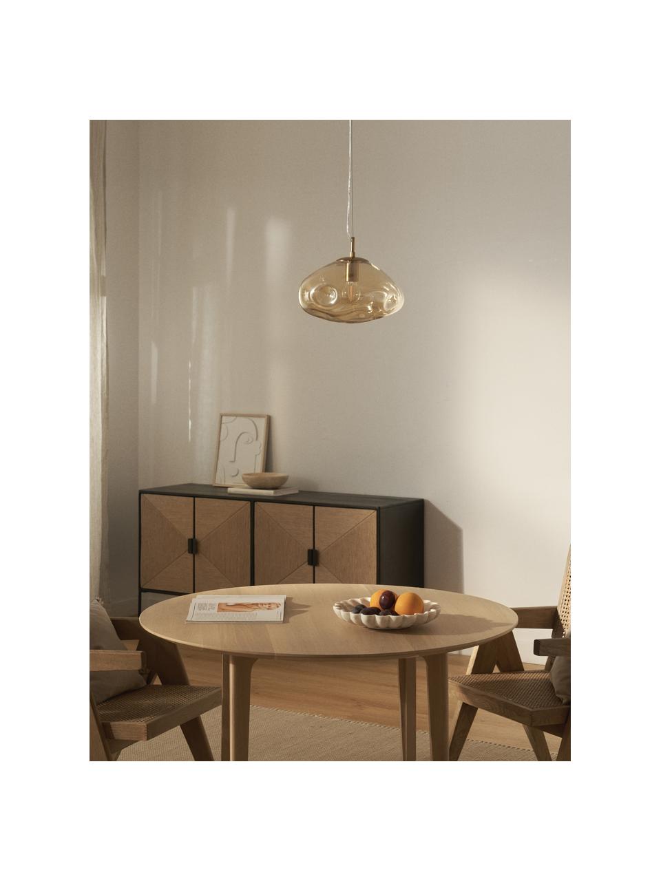 Lampa wisząca ze szkła Amora, Odcienie złotego, odcienie mosiądzu, Ø 35 x W 20 cm