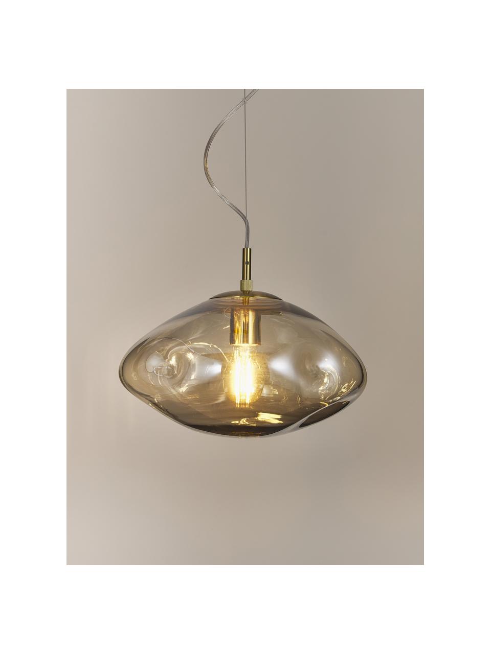 Hanglamp Amora van glas, Lampenkap: glas, Beige, goudkleurig, Ø 35 x H 20 cm