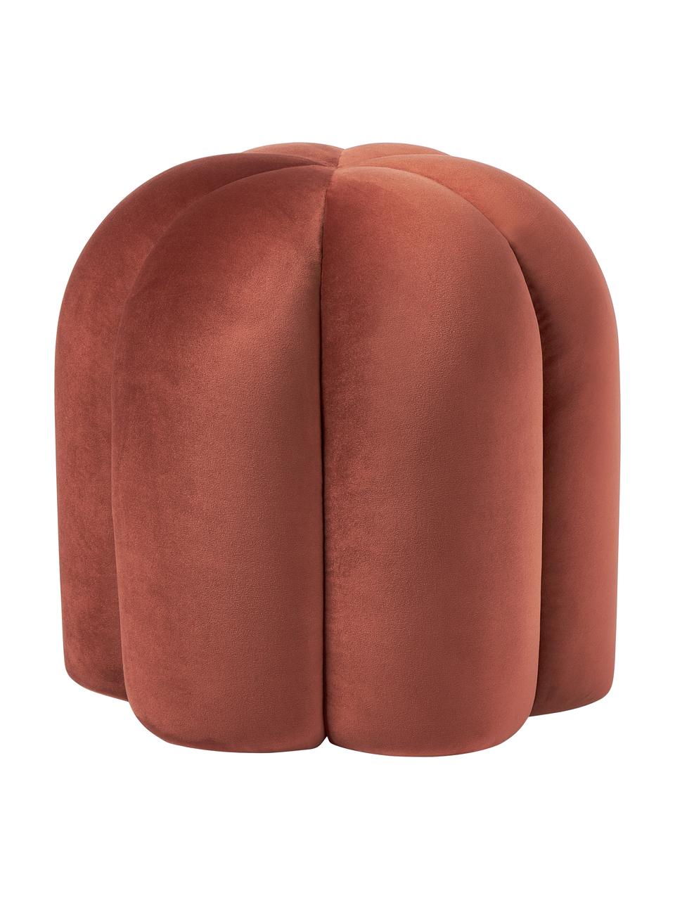 Tabouret en velours Cali, Velours rouge rouille, Ø 46 x haut. 44 cm