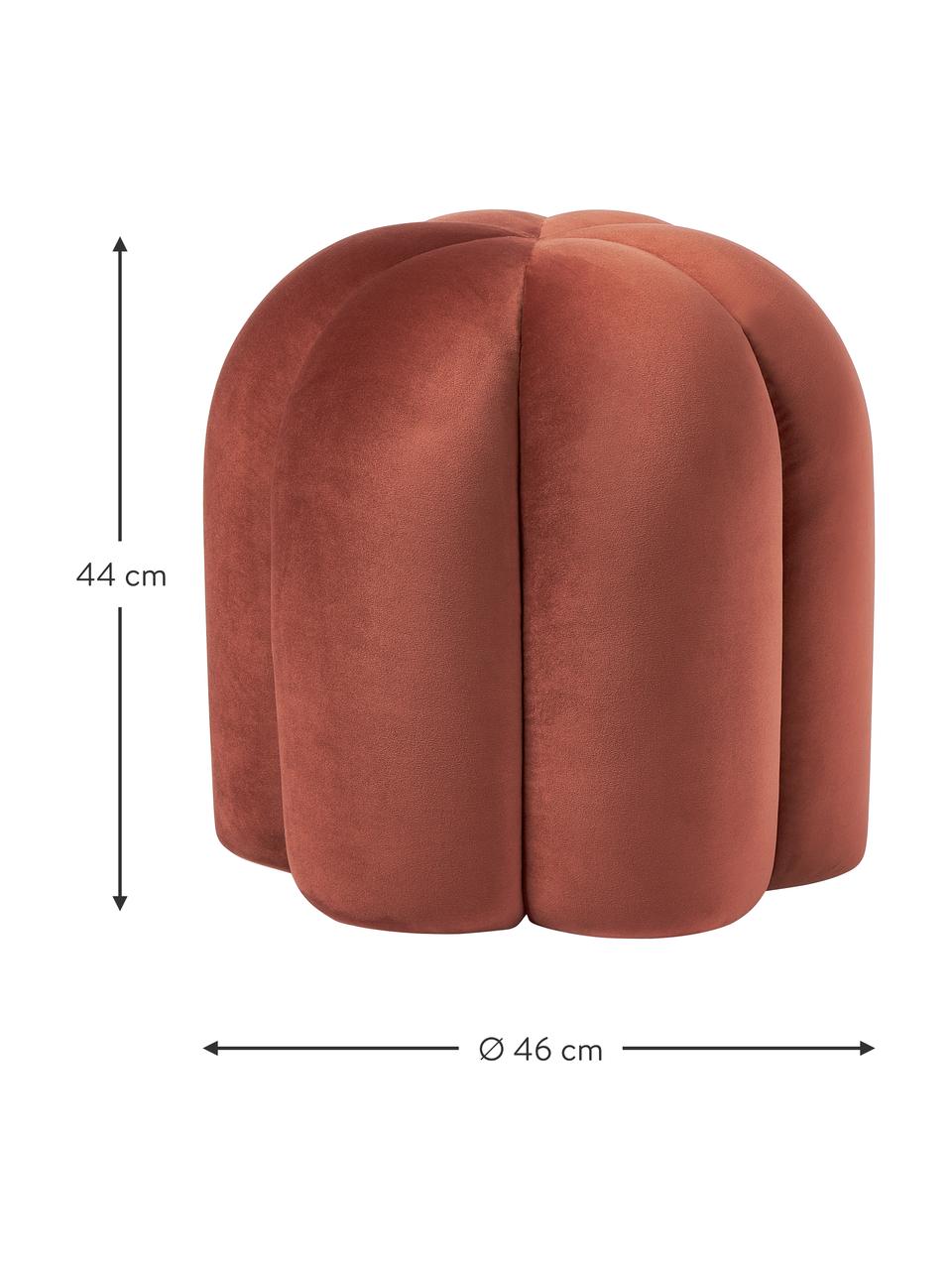 Fluwelen poef Cali, Bekleding: polyester fluweel, Fluweel roodbruin, Ø 46 x H 44 cm