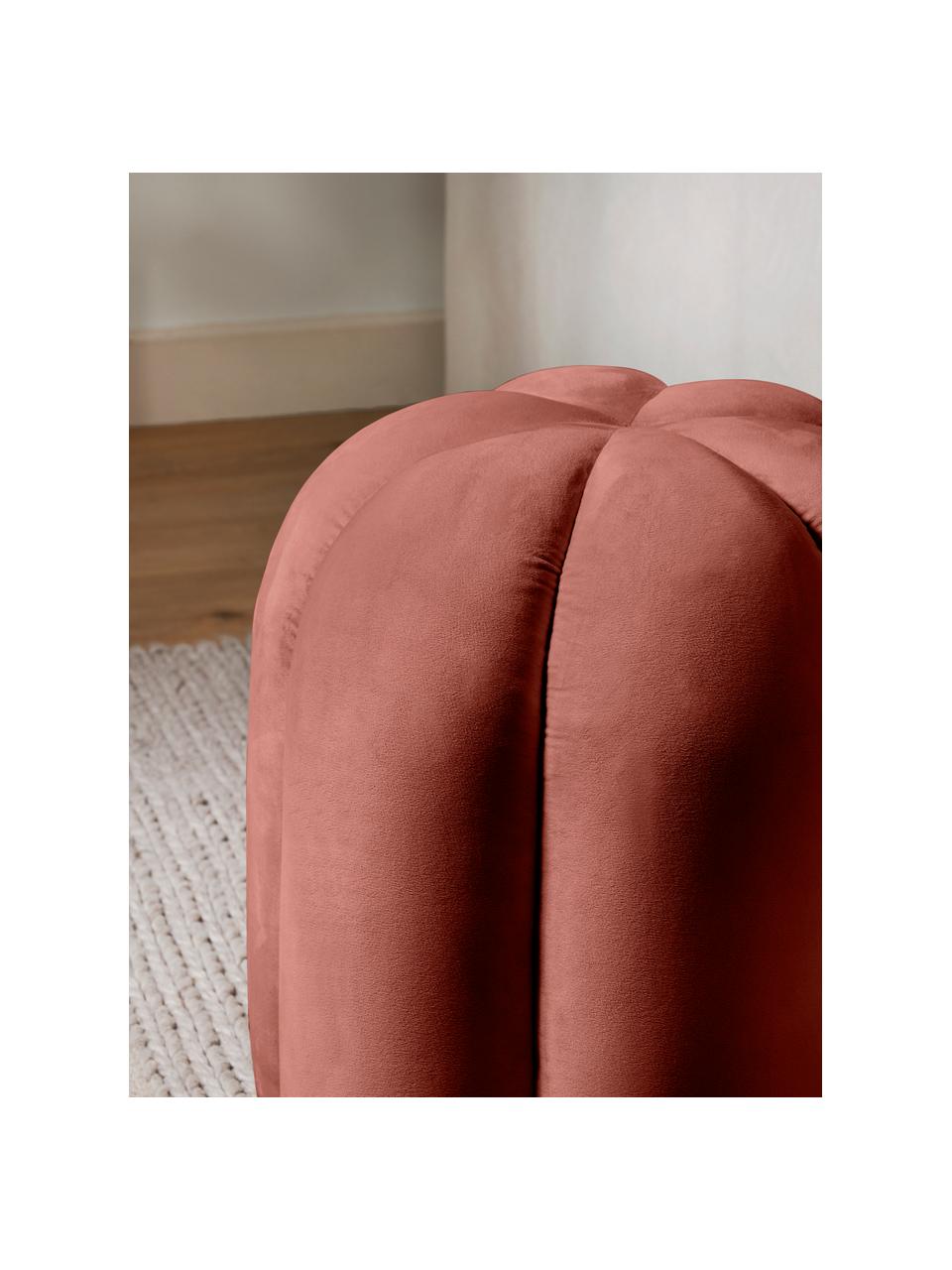 Sgabello in velluto Cali, Rivestimento: velluto di poliestere, Velluto rosso ruggine, Ø 46 x Alt. 44 cm